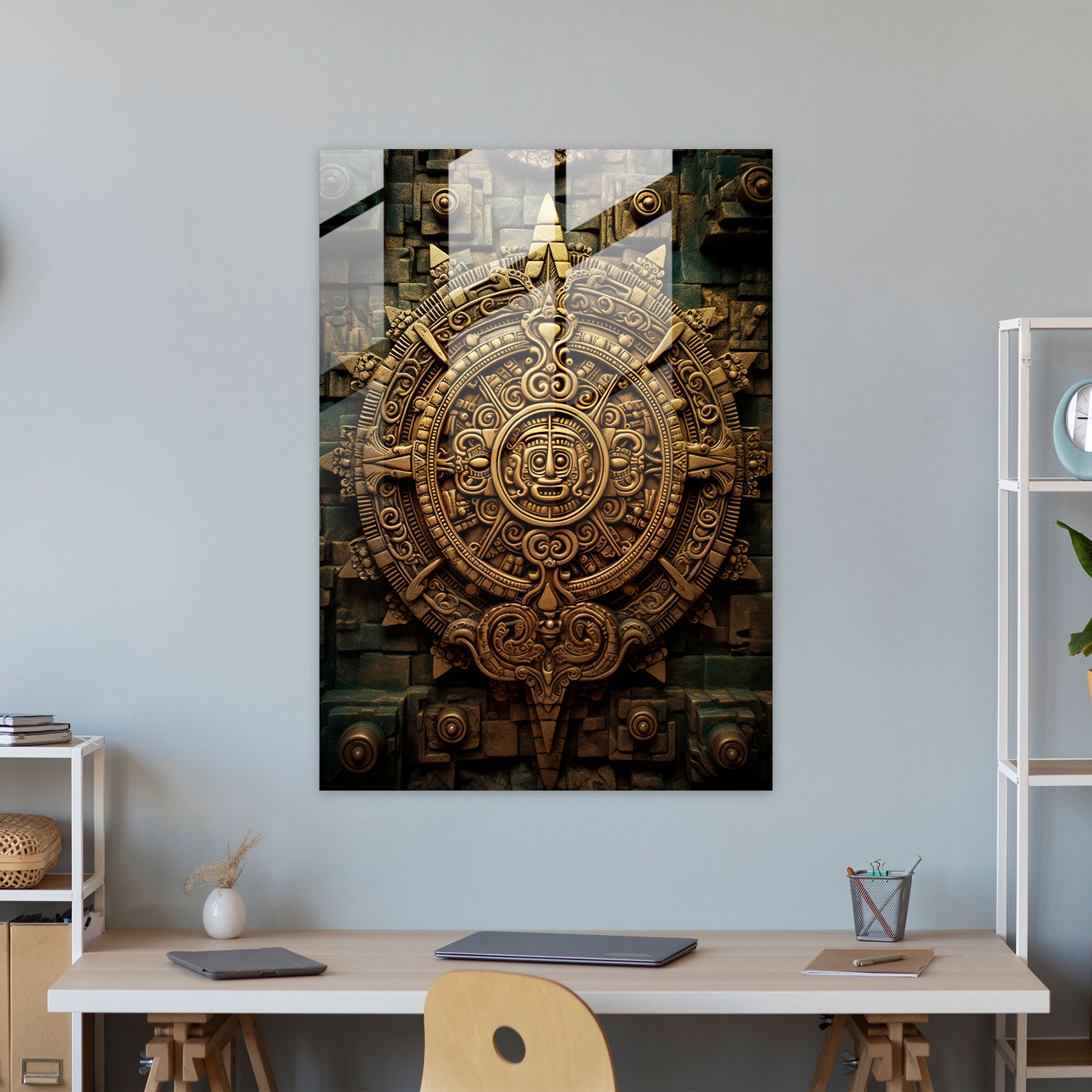 Mayan Calendar Glass Wall Art - Mayan, Home Decoration, Modern Art, Glass Wall Art