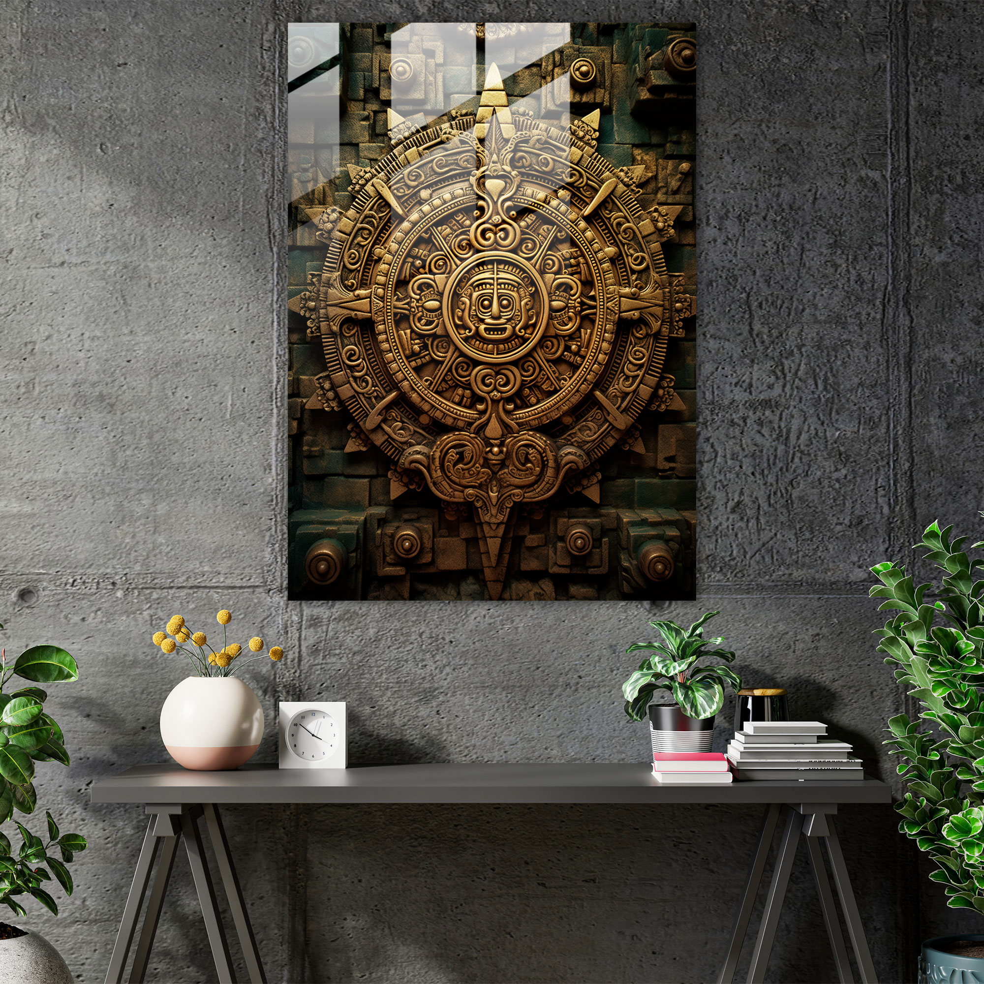 Mayan Calendar Glass Wall Art - Mayan, Home Decoration, Modern Art, Glass Wall Art