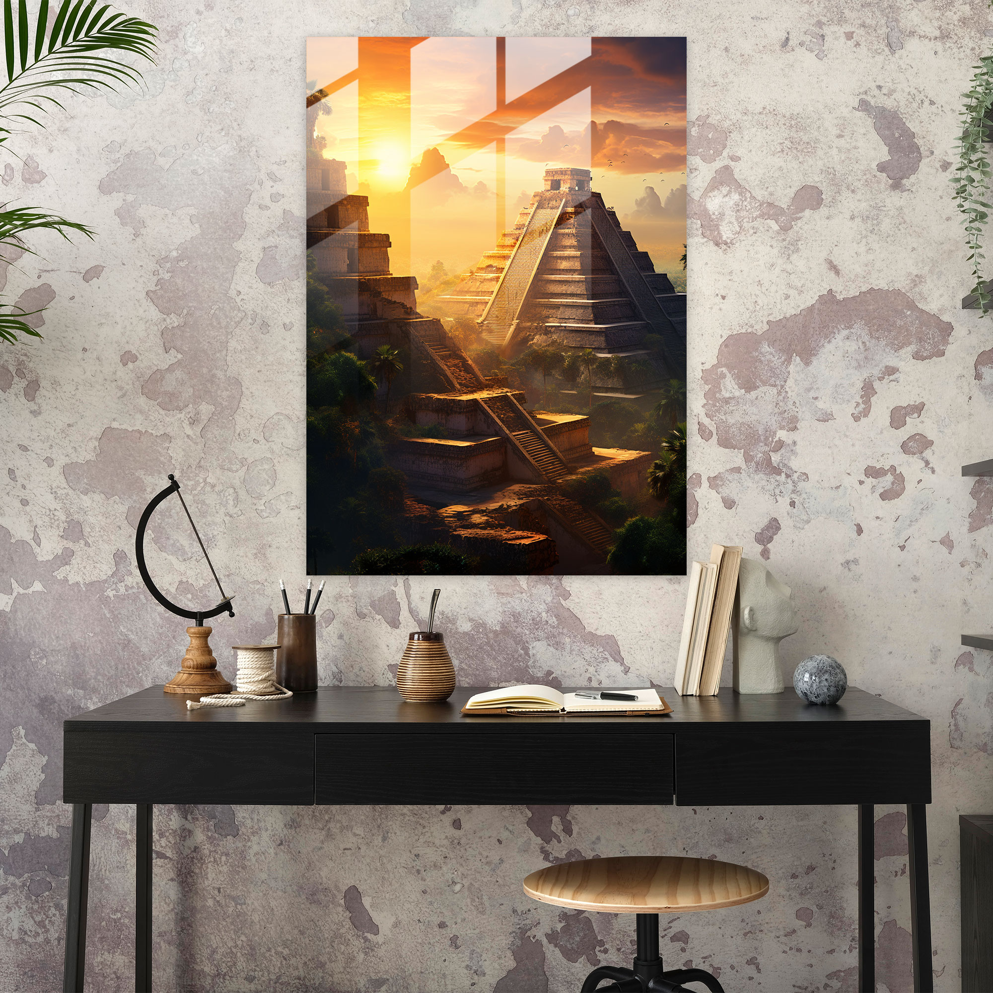 Mayan Pyramid Glass Print - Mayan, Glass Wall Art, Modern Art, Glass Print