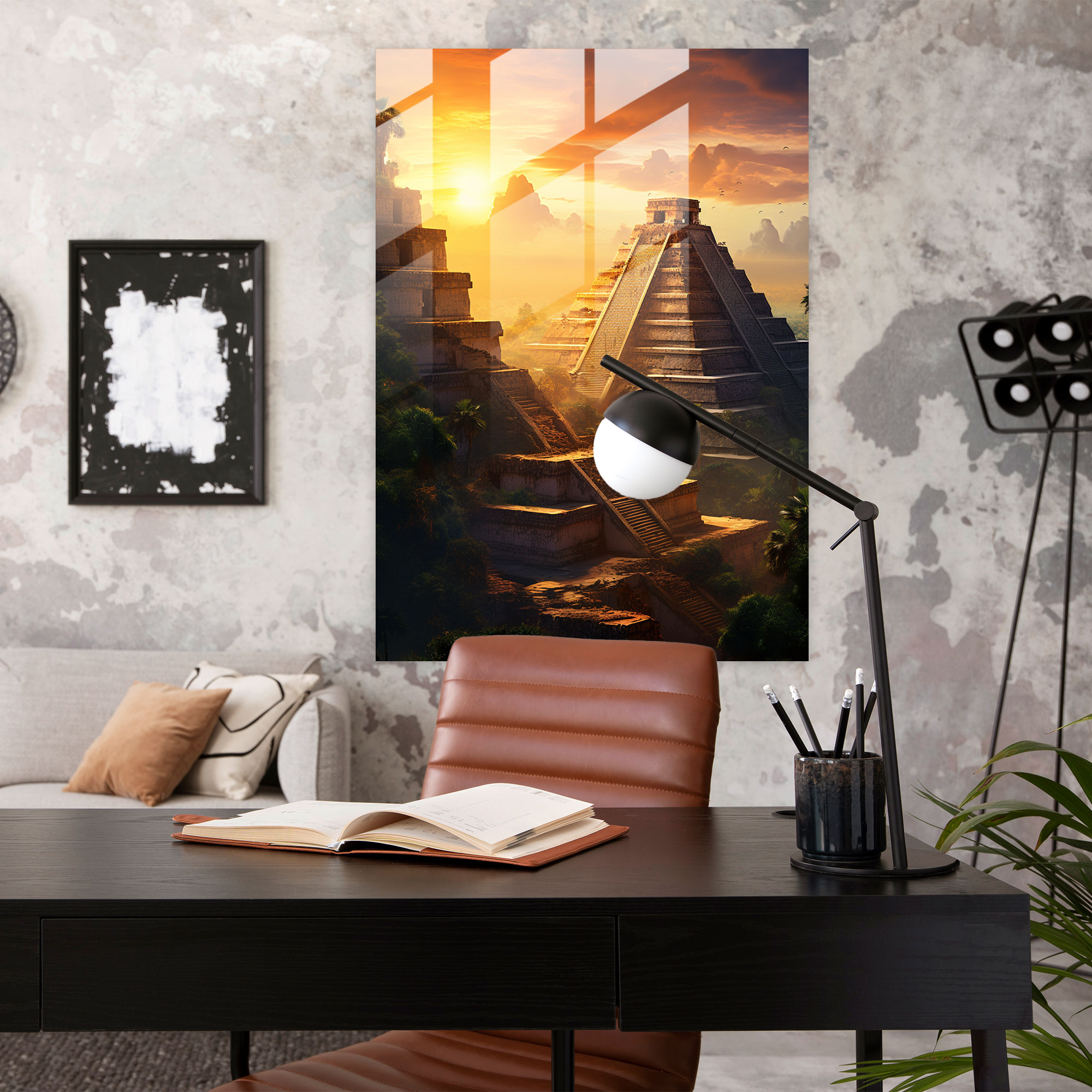 Mayan Pyramid Glass Print - Mayan, Glass Wall Art, Modern Art, Glass Print
