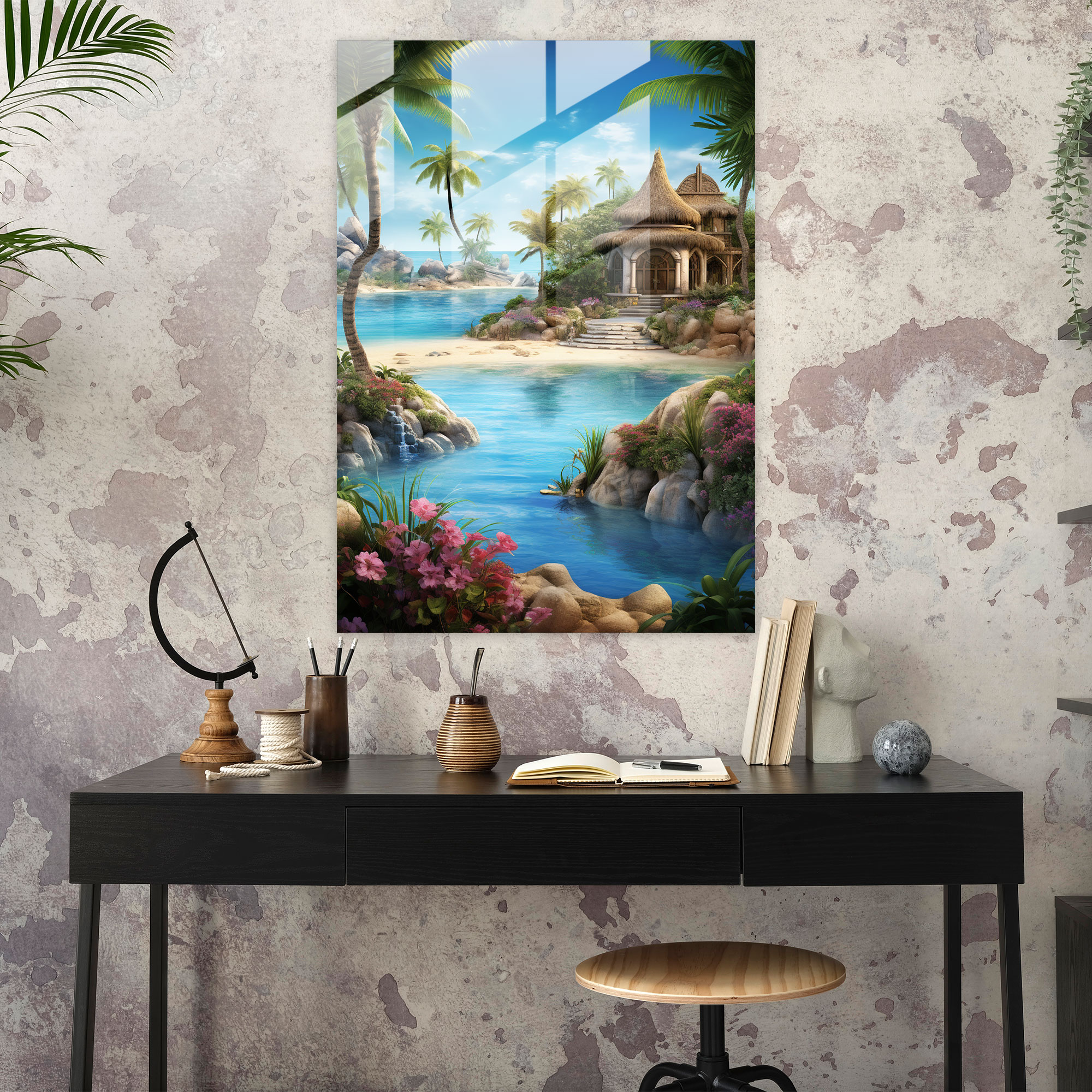 Mayan Coastal Glass Wall Art - Mayan, Mayan, Modern Art, Wall Decoration