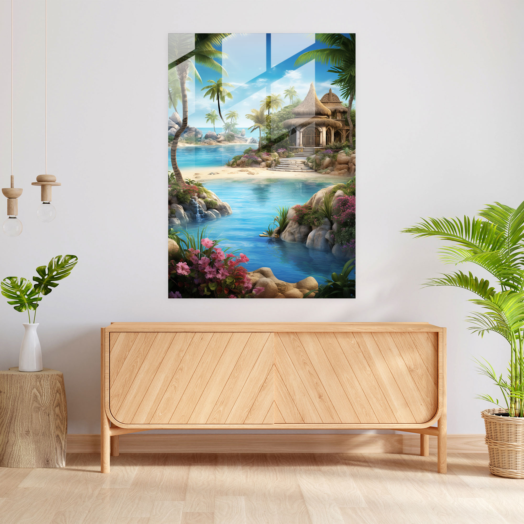 Mayan Coastal Glass Wall Art - Mayan, Mayan, Modern Art, Wall Decoration