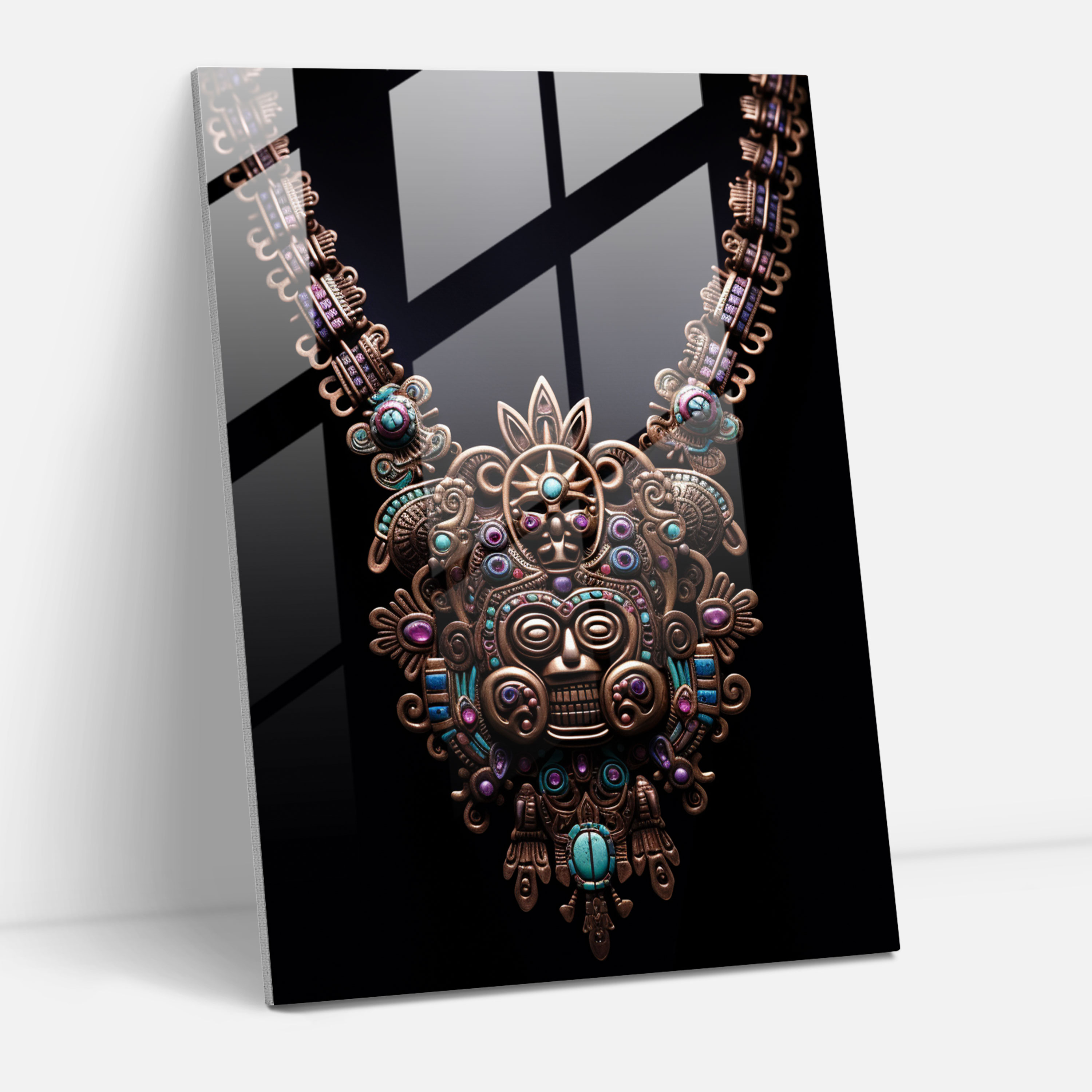 Mayan Jewelry Glass Art - Mayan, Mayan, Modern Art, Glass Wall Art