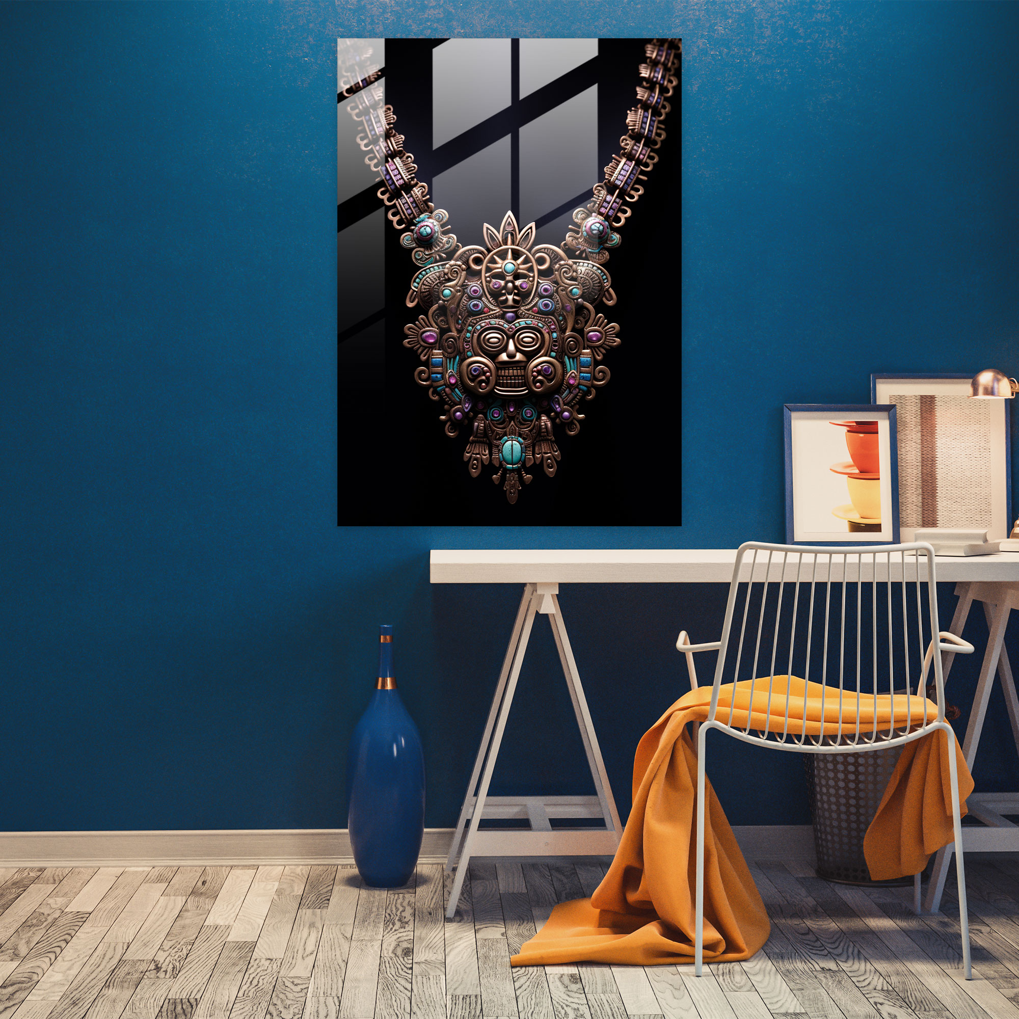 Mayan Jewelry Glass Art - Mayan, Mayan, Modern Art, Glass Wall Art