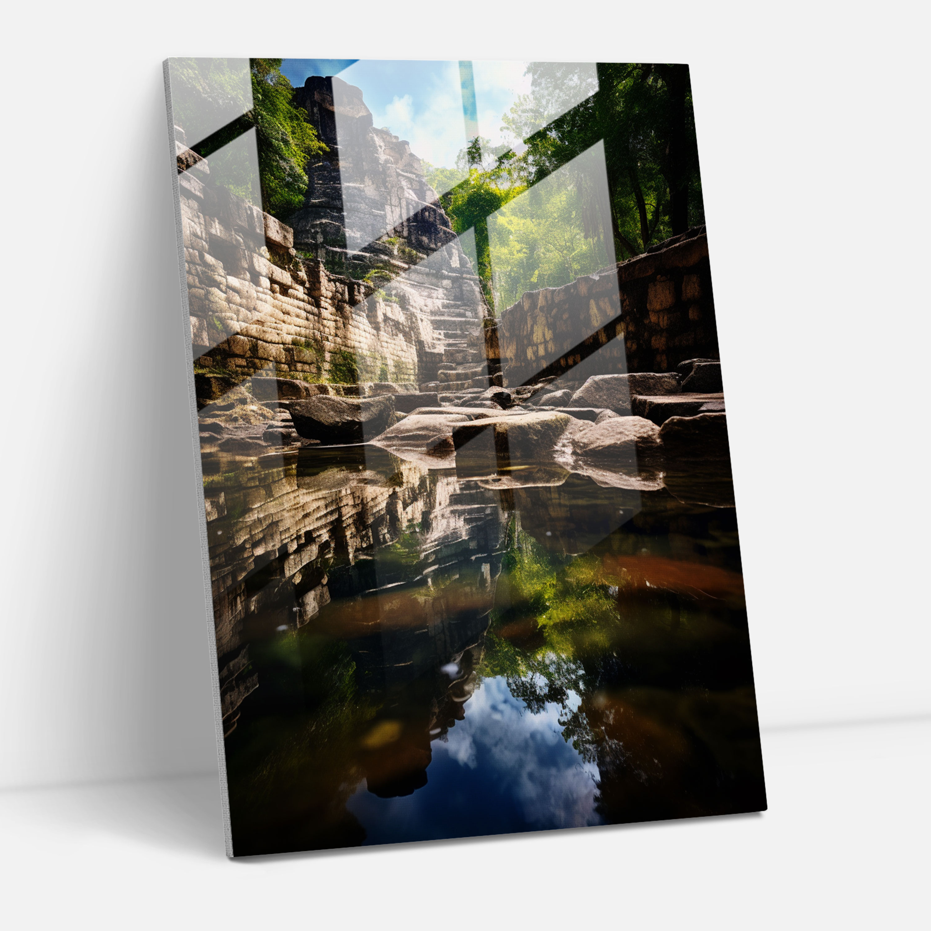 Mayan Ruins Glass Print - Mayan, Mayan Civilization, Mayan Glass Print, Mayan Wall Decoration