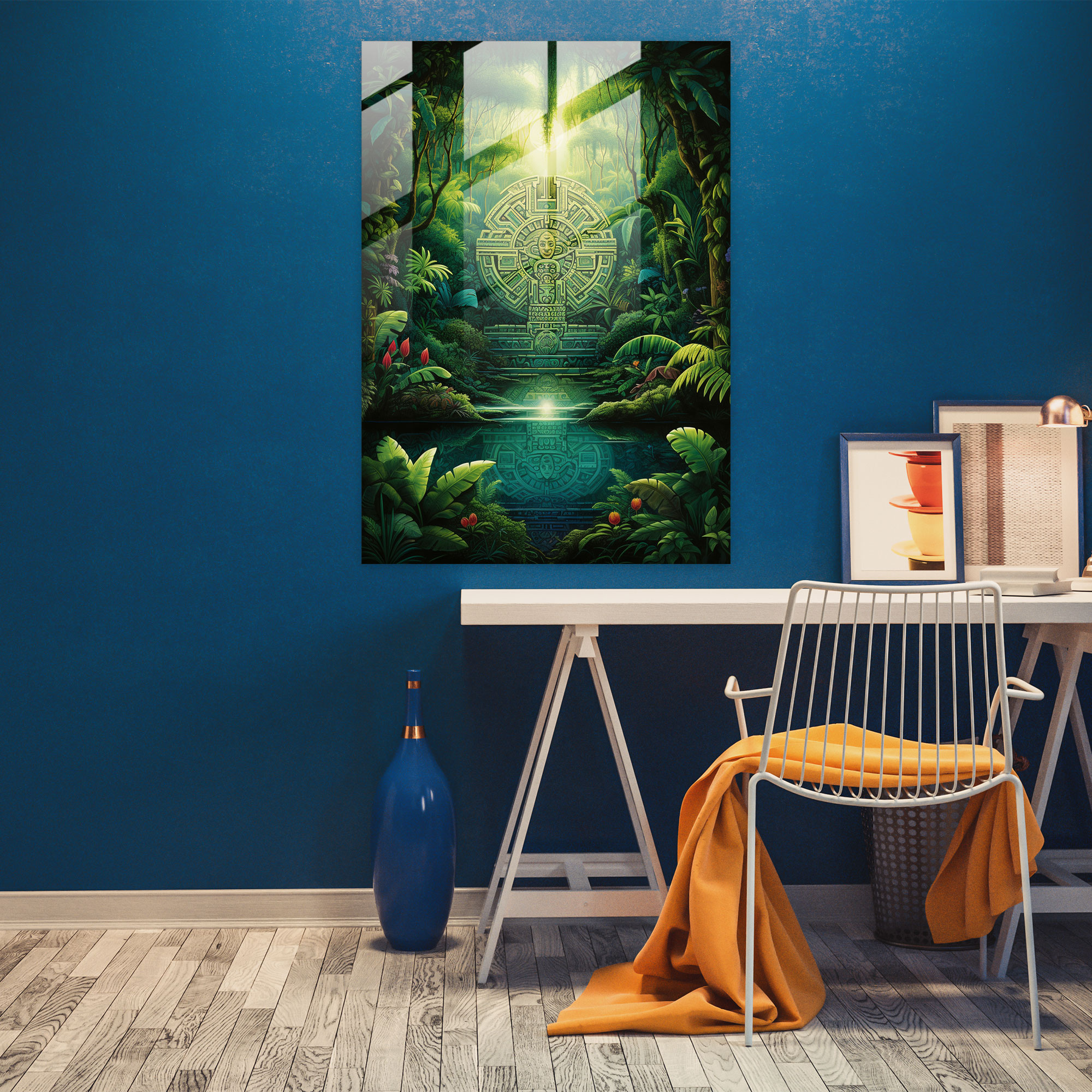Mayan Sacred Rainforest Glass Wall Art - Mayan, Mayan Glass Wall Art, Mayan Home Decoration, Mayan Spiritual Symbols