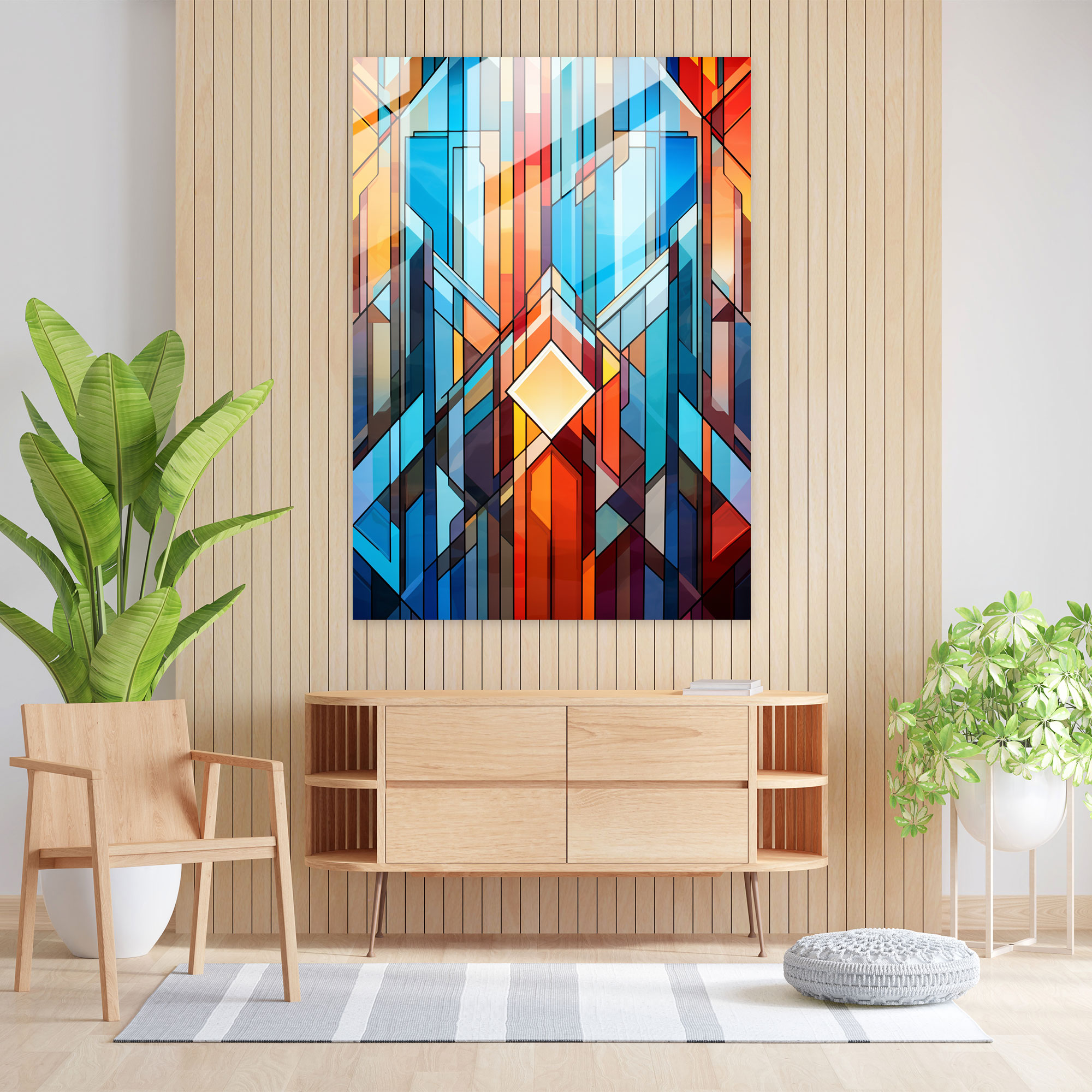 Contemporary Mayan Geometric Glass Print - Mayan, Visually Striking, Mayan Geometric Art, Modern Color Palette
