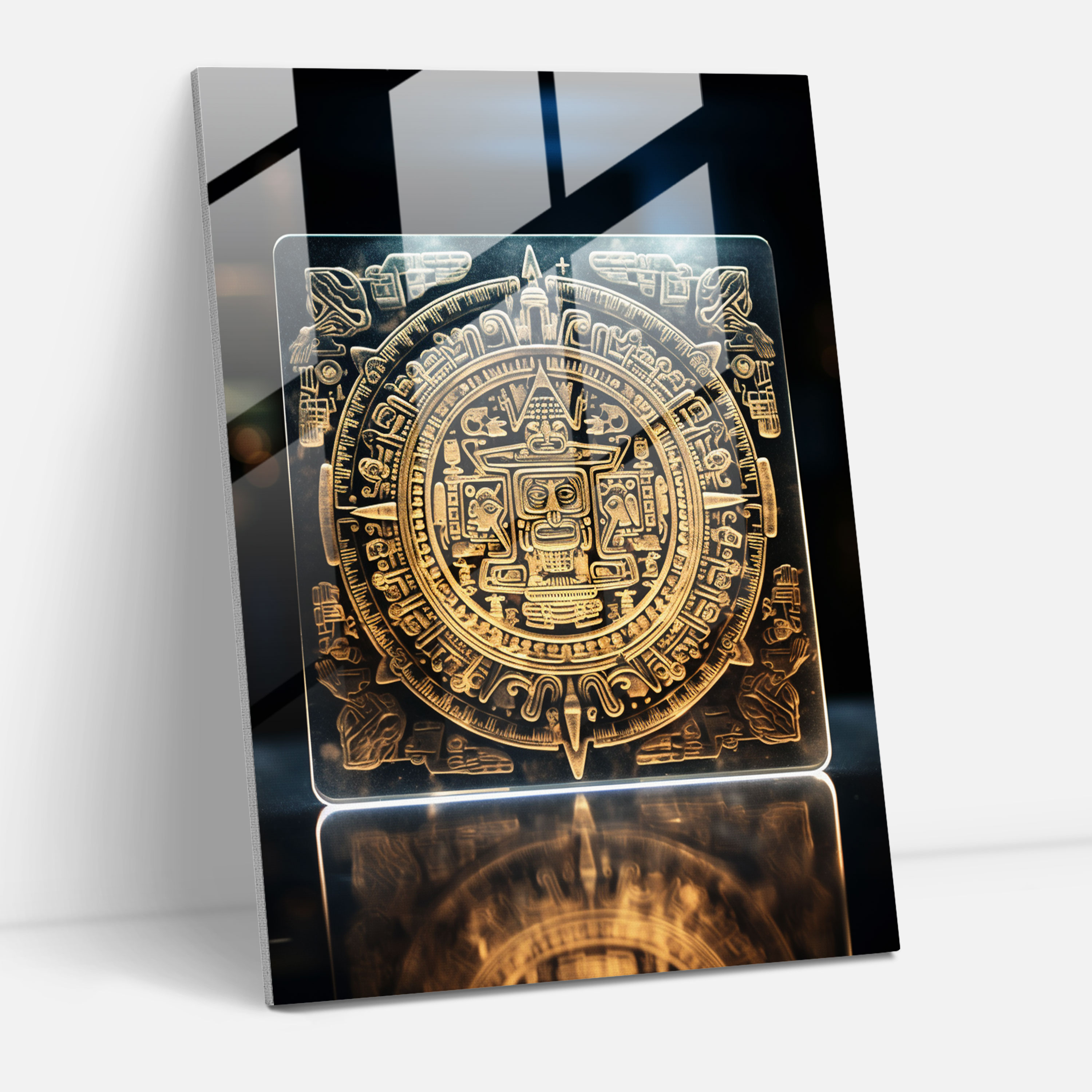 Mayan Glass Print: Intricate Calendar Design - Mayan, Mayan, Glass Art, Mayan Calendar