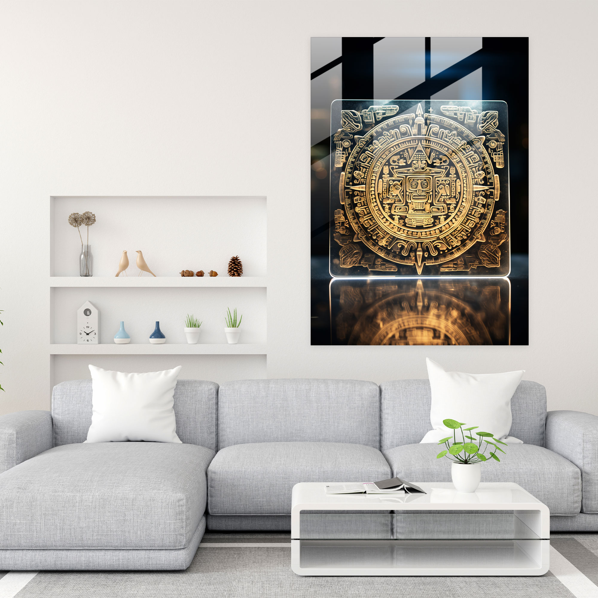 Mayan Glass Print: Intricate Calendar Design - Mayan, Mayan, Glass Art, Mayan Calendar