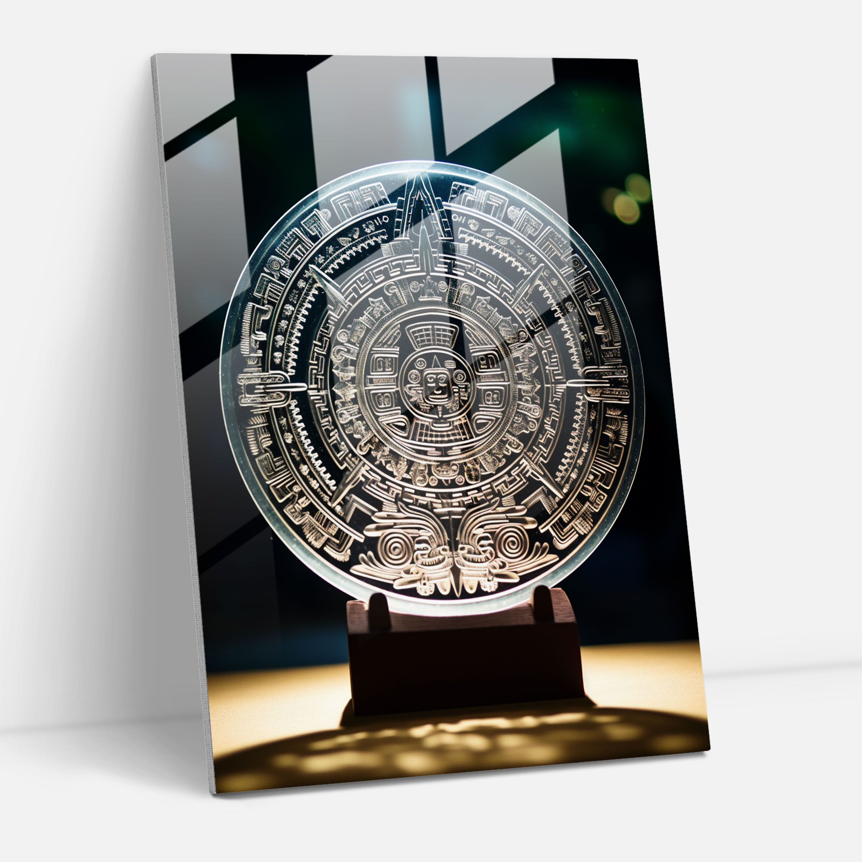 Mayan Glass Wall Art: Intricate Symbol Etchings - Mayan, Modern Art, Mayan Symbols, Mayan