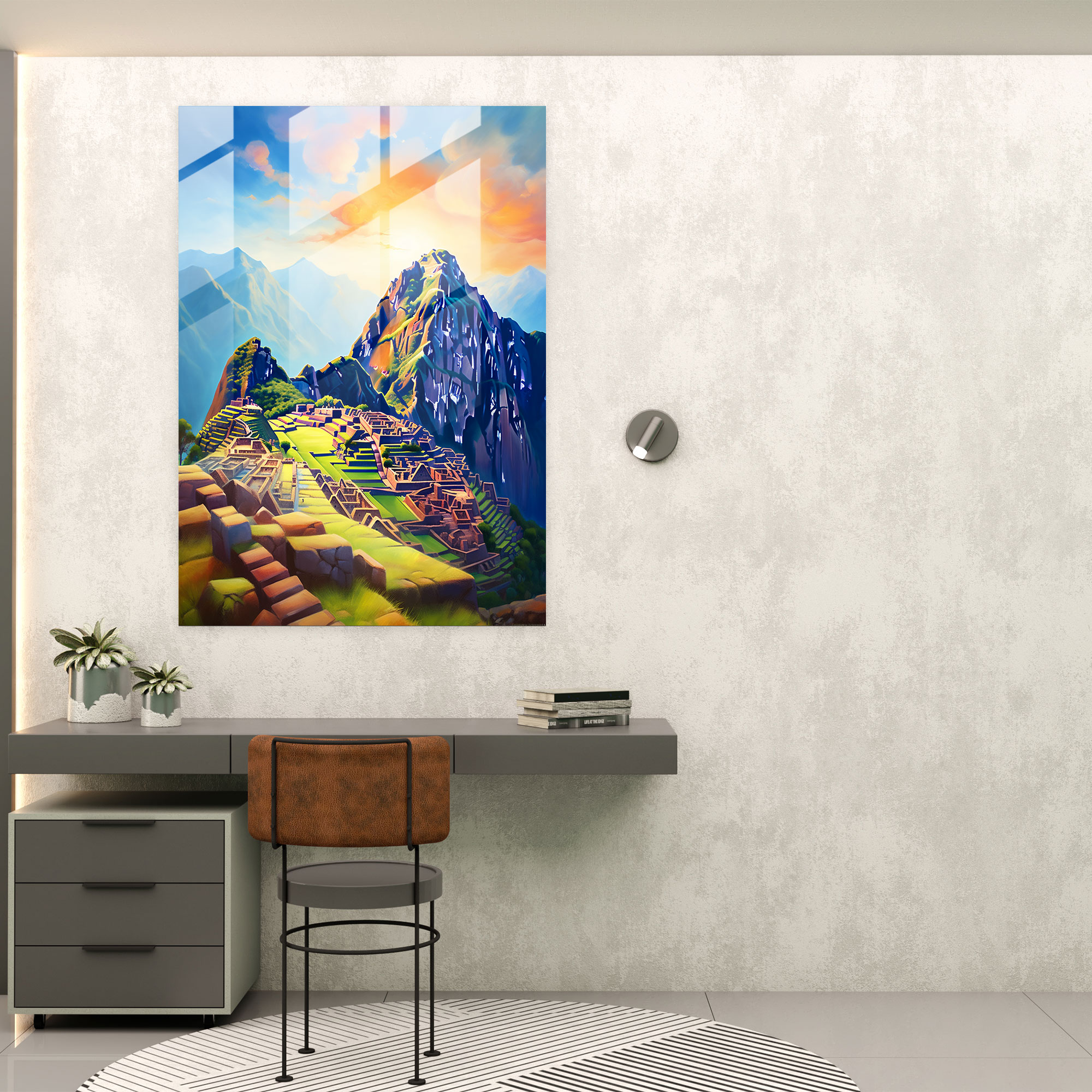 Inca Civilization Landscape Glass Print - Mayan, Modern Art, Glass Art, Inca Civilization