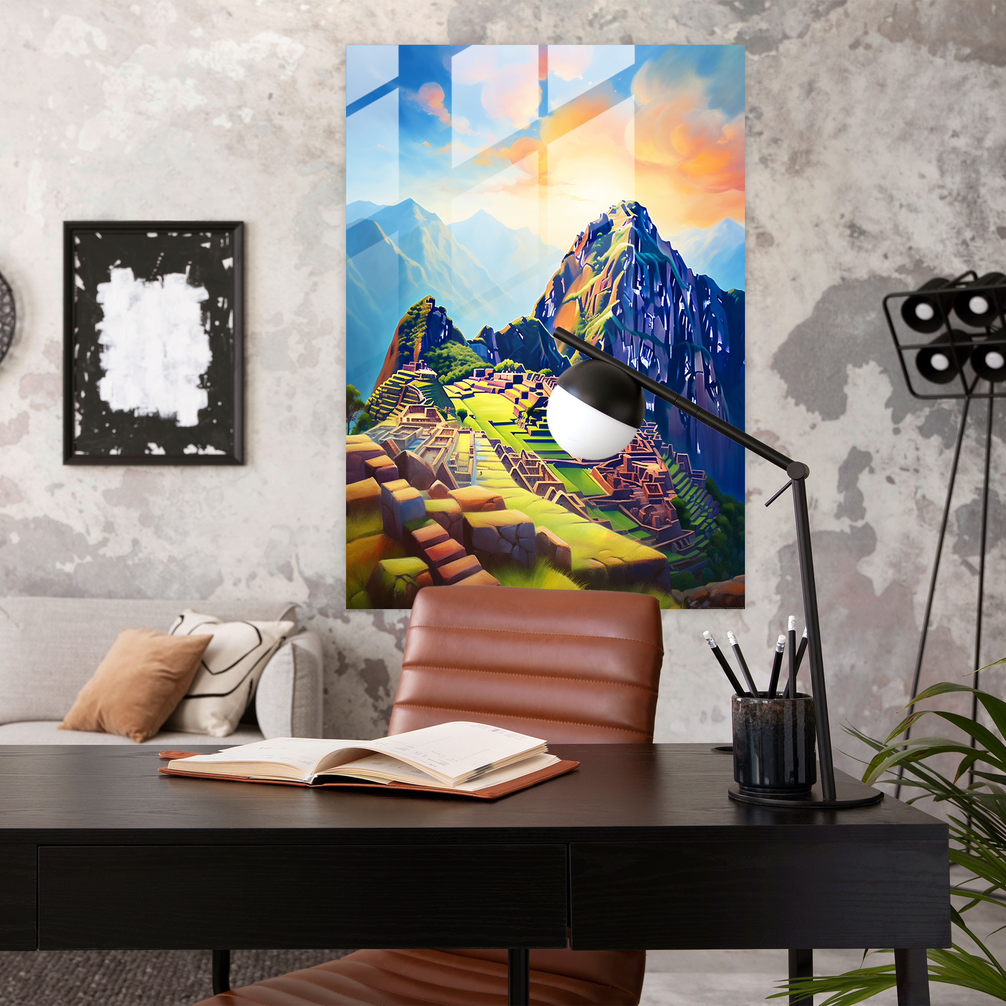 Inca Civilization Landscape Glass Print - Mayan, Modern Art, Glass Art, Inca Civilization