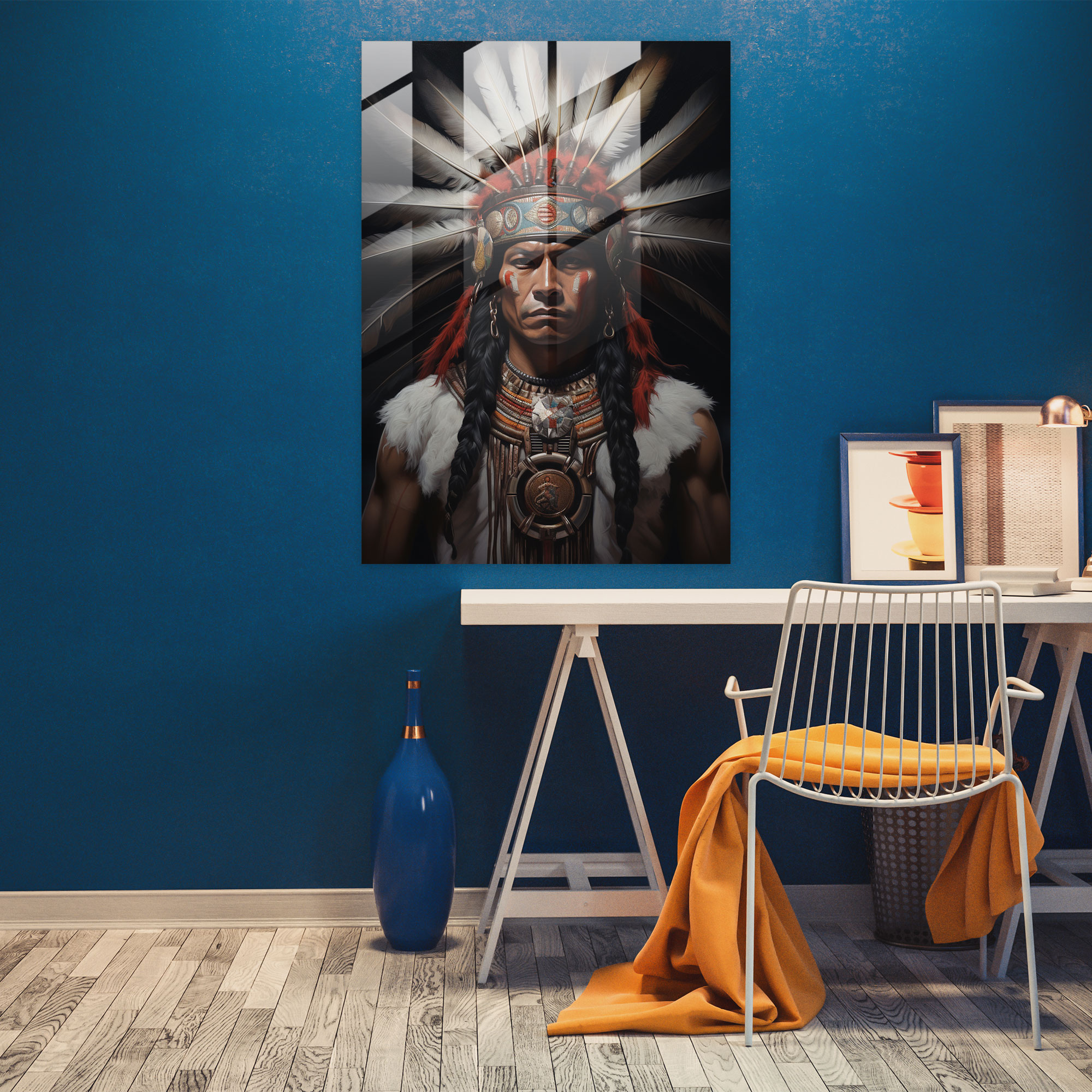Inca Civilization Portrait Glass Print - Mayan, Home Decoration, Modern Art, Inca Civilization