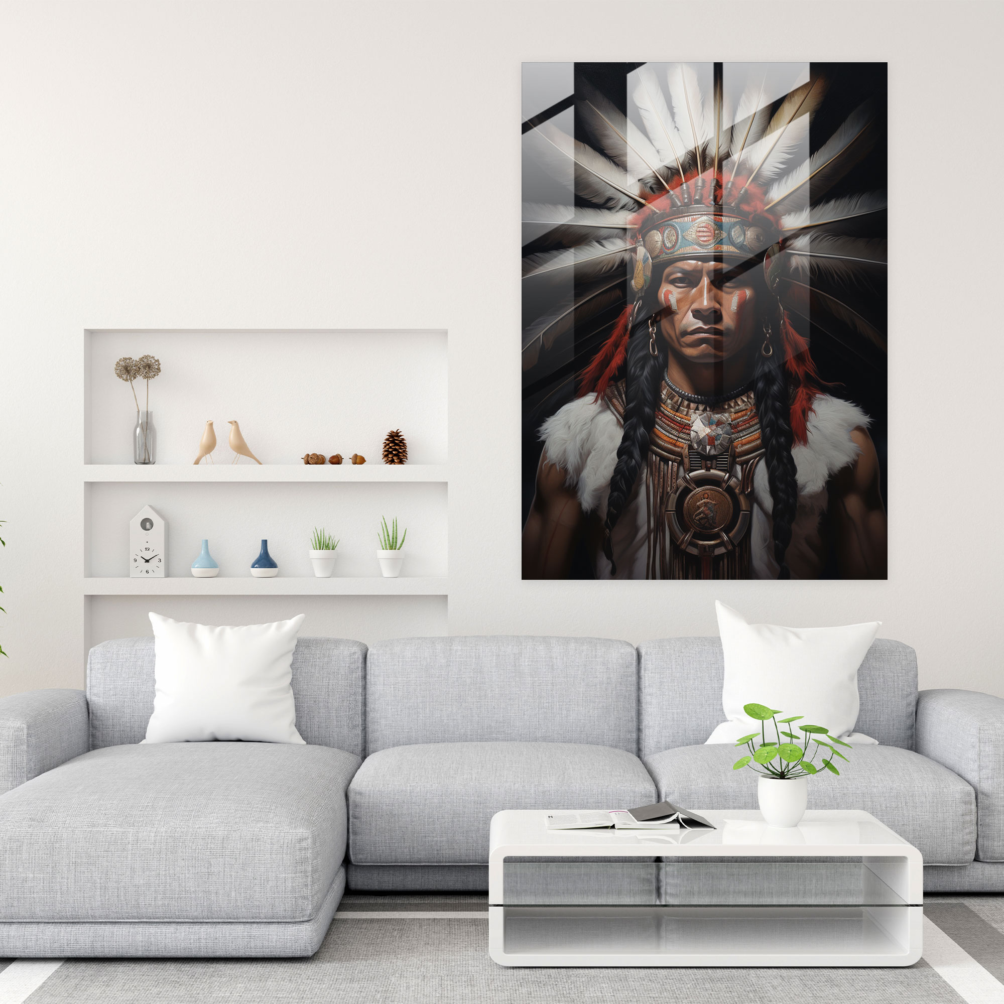Inca Civilization Portrait Glass Print - Mayan, Home Decoration, Modern Art, Inca Civilization