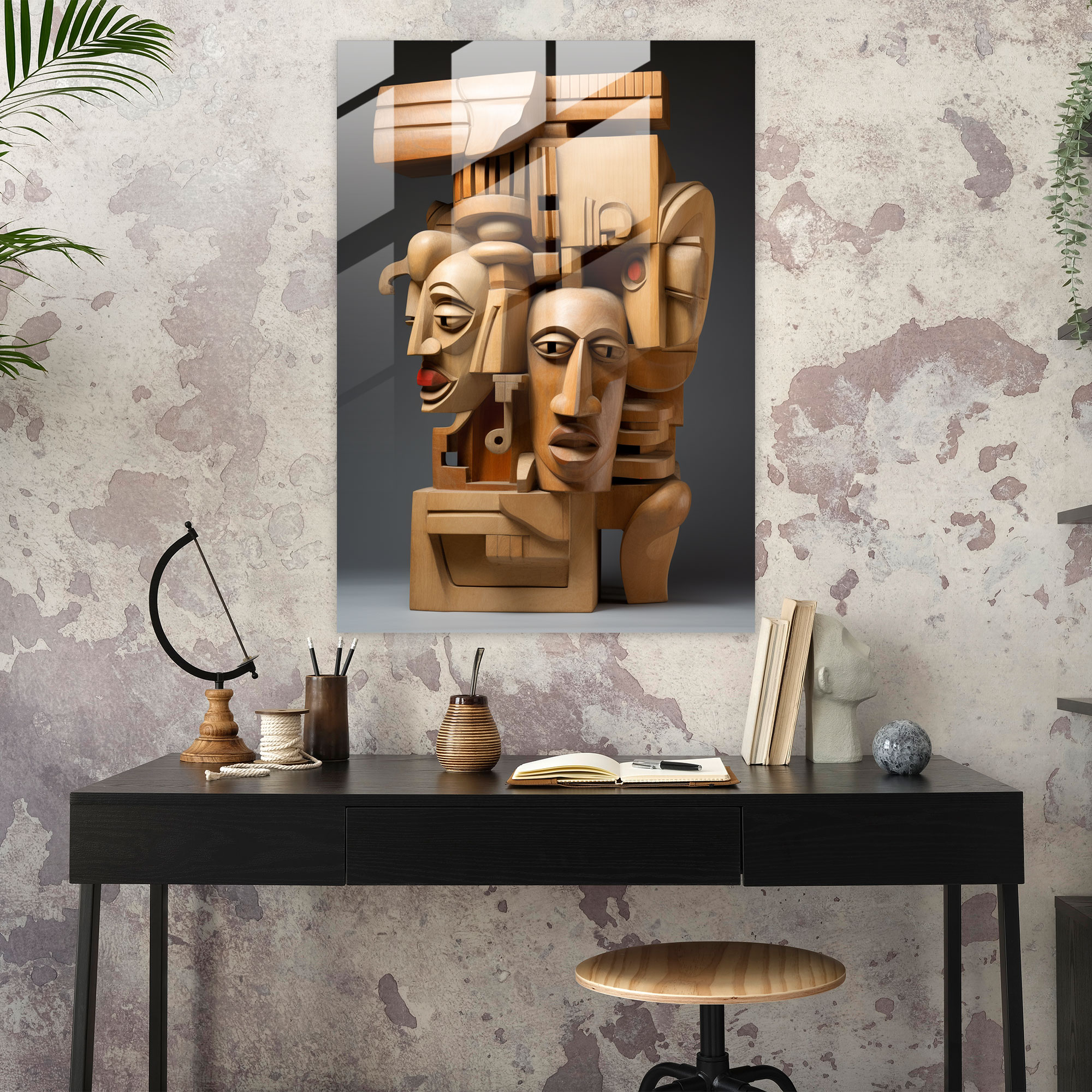 İnka Medeniyeti Kübist Cam Tablo - Mayalılar Cam Sanatı Modern Sanat Ev Dekorasyonu