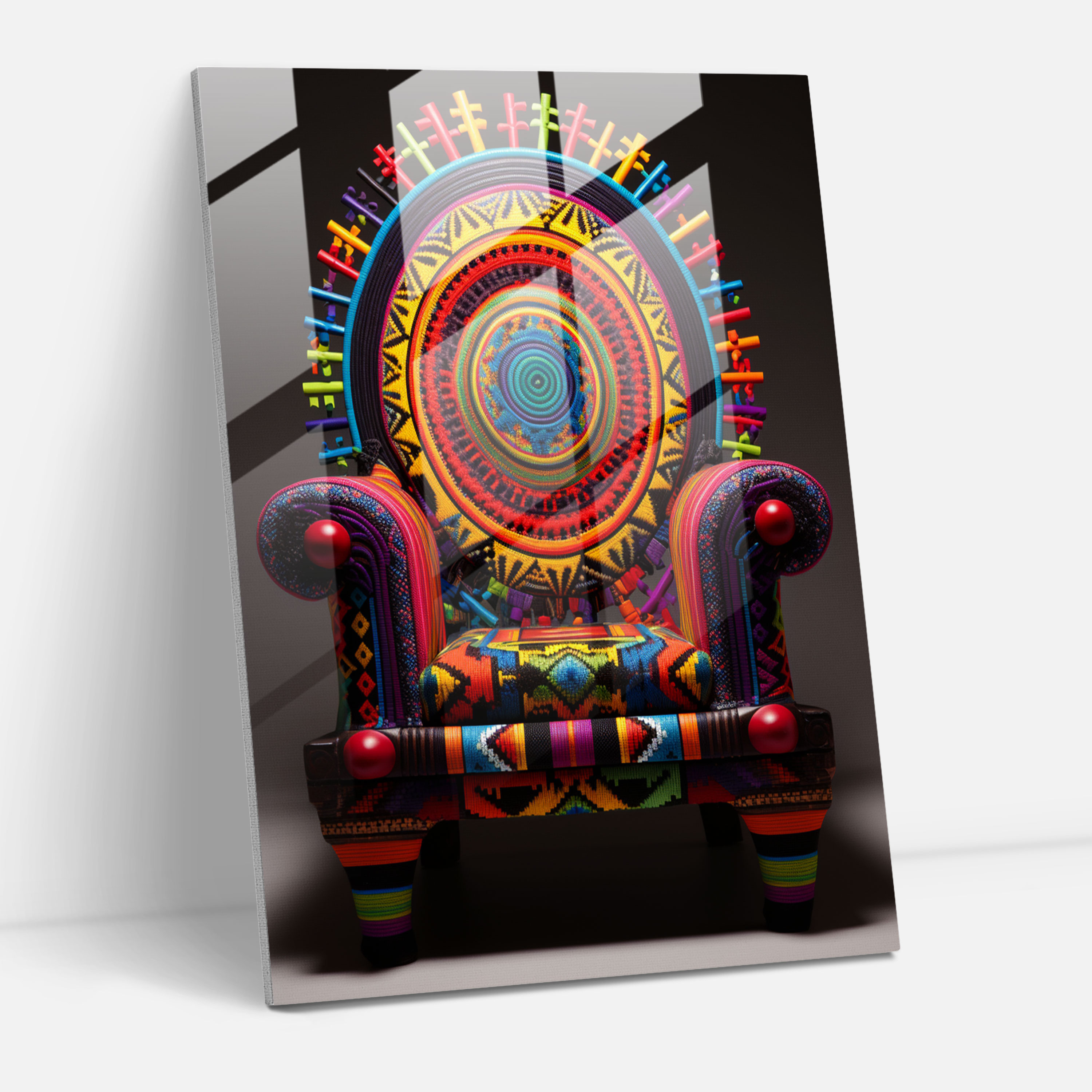 Inca Textiles Glass Art - Mayan, Vibrant Colors, Home Decoration, Glass Print
