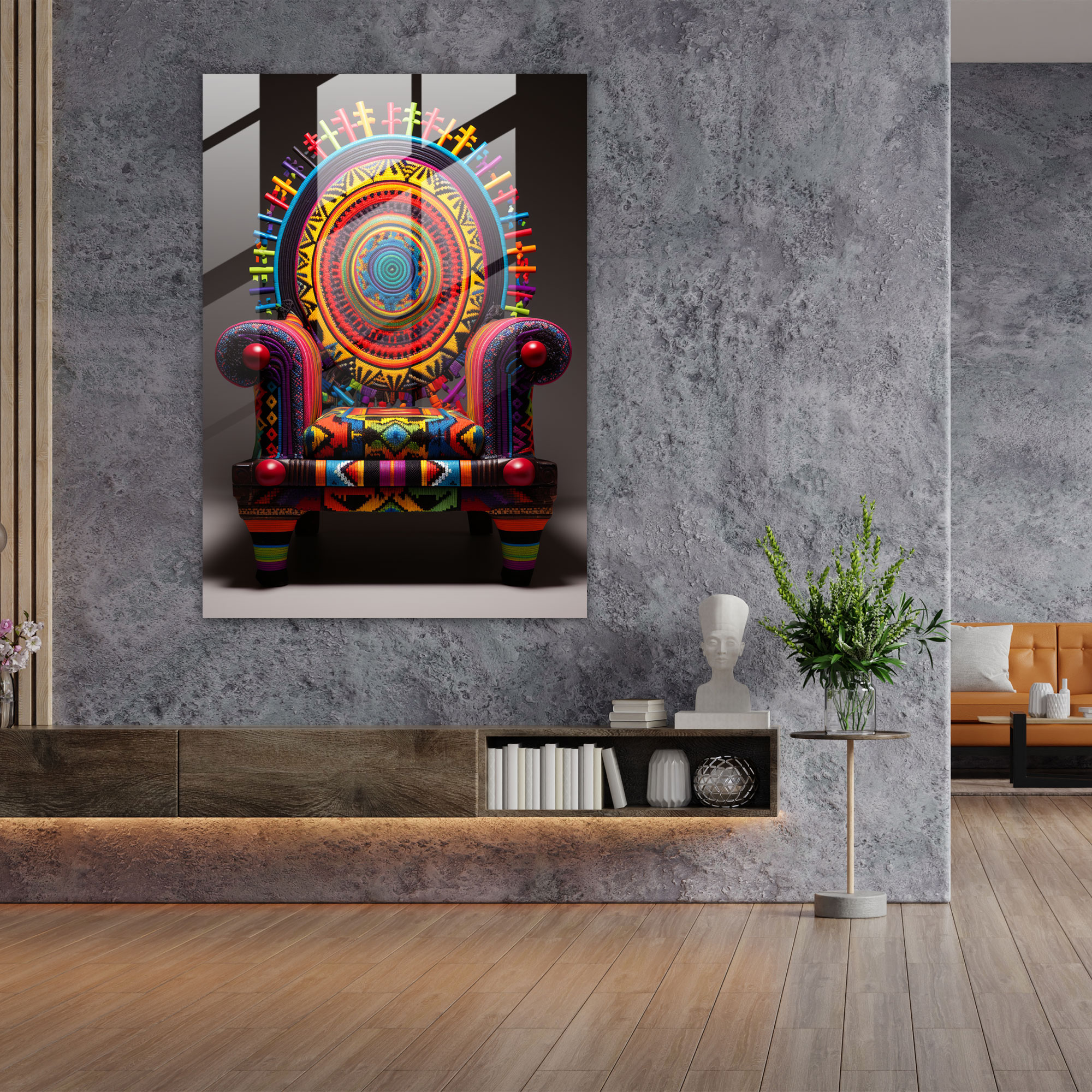 Inca Textiles Glass Art - Mayan, Vibrant Colors, Home Decoration, Glass Print