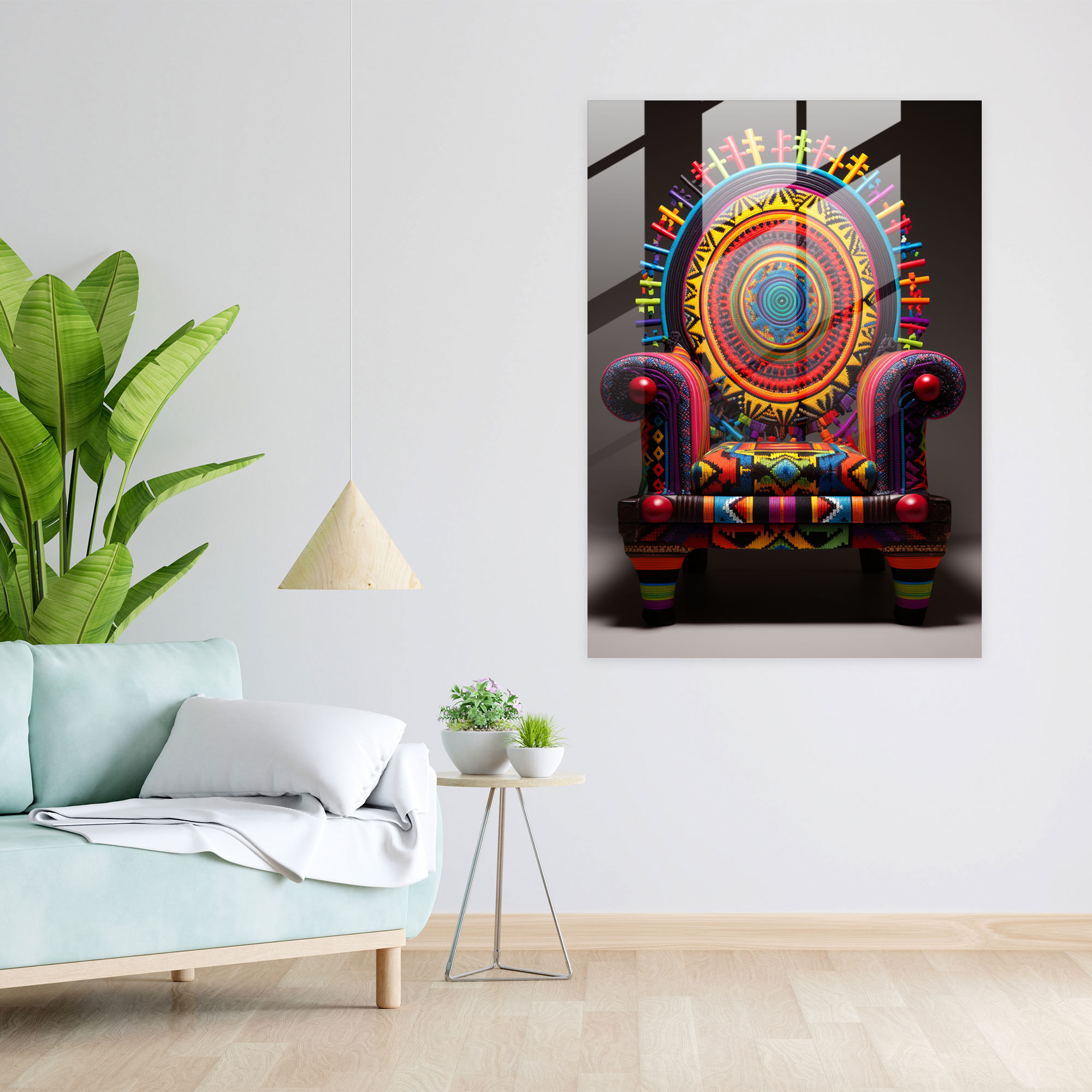 Inca Textiles Glass Art - Mayan, Vibrant Colors, Home Decoration, Glass Print