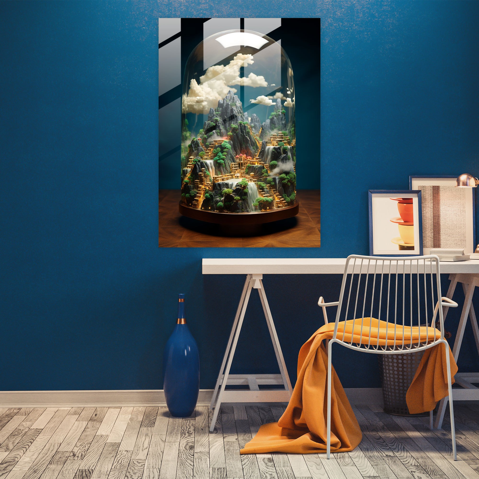 Floating Inca City Glass Print - Mayan, Inca Civilization, Home Decoration, Wall Decoration
