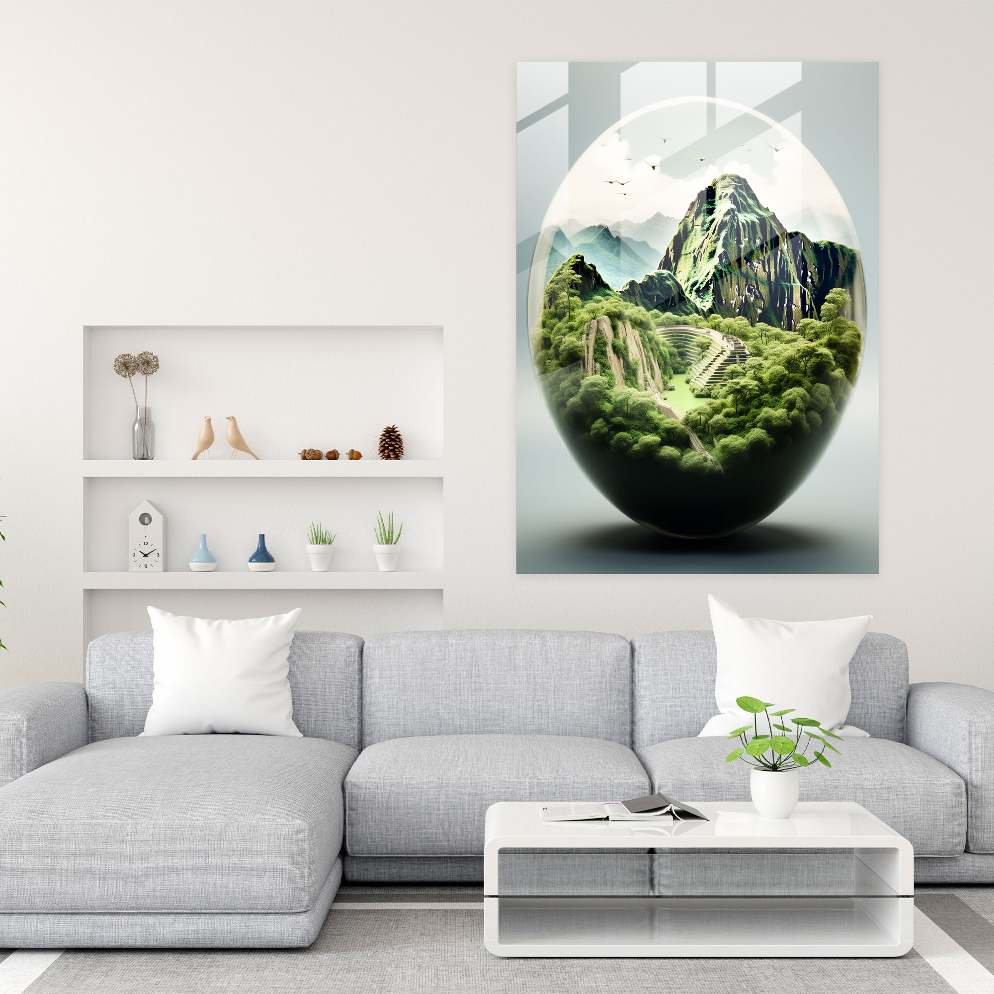 Machu Picchu Cam Tablo - Mayalar Antik Kalesi Cam Duvar Sanatı Huzurlu Manzaralar