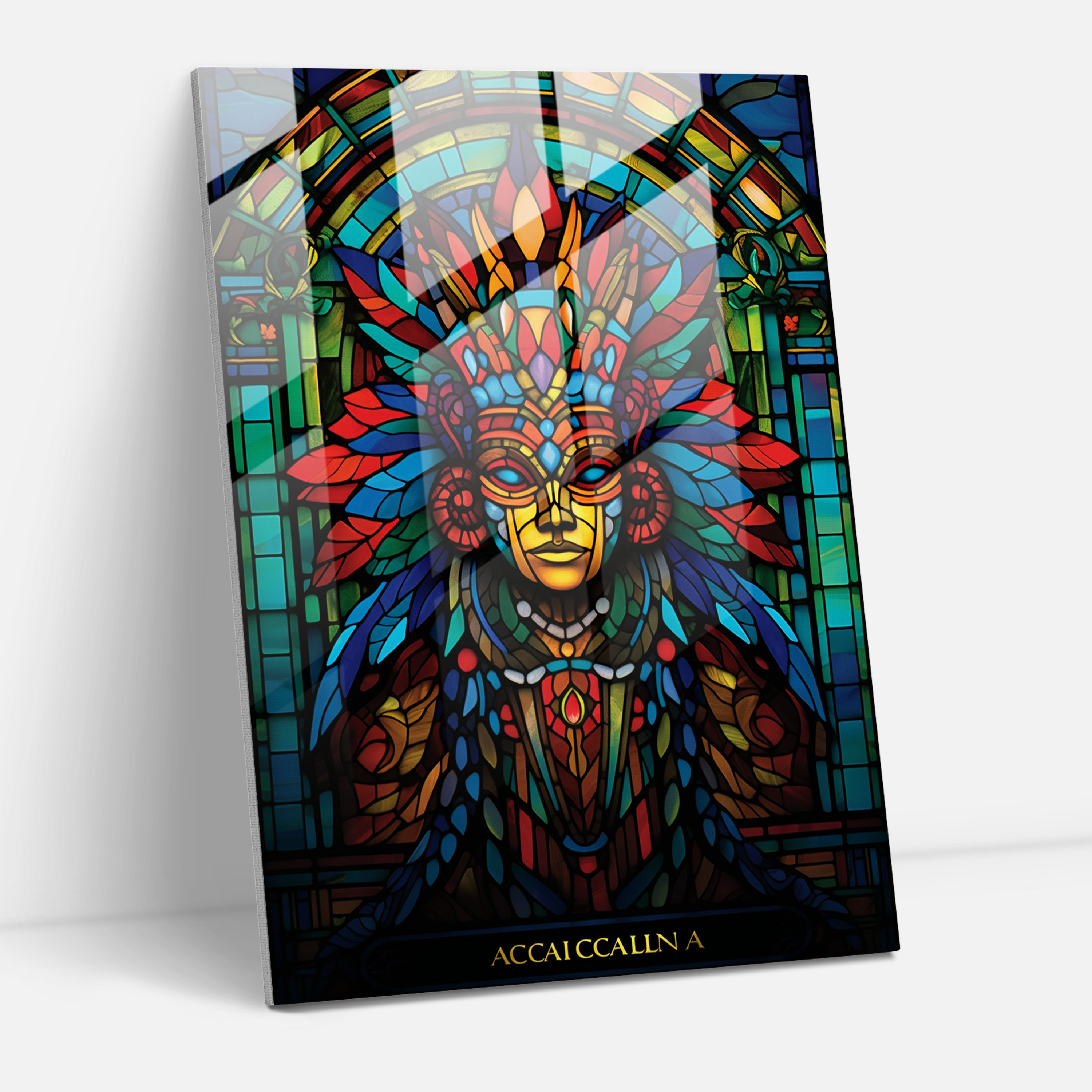 Inca Mythology Stained Glass Print - Mayan, Home Decoration, Stained Glass, Glass Print