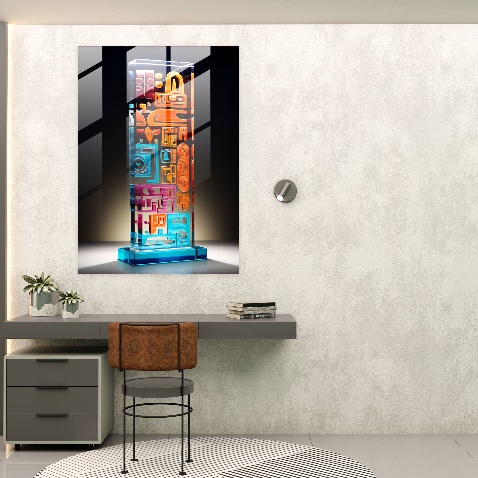 Harmony Of The Inca Glass Wall Art - Mayan, Fusion Of Past And Present, Contemporary, Wall Decoration