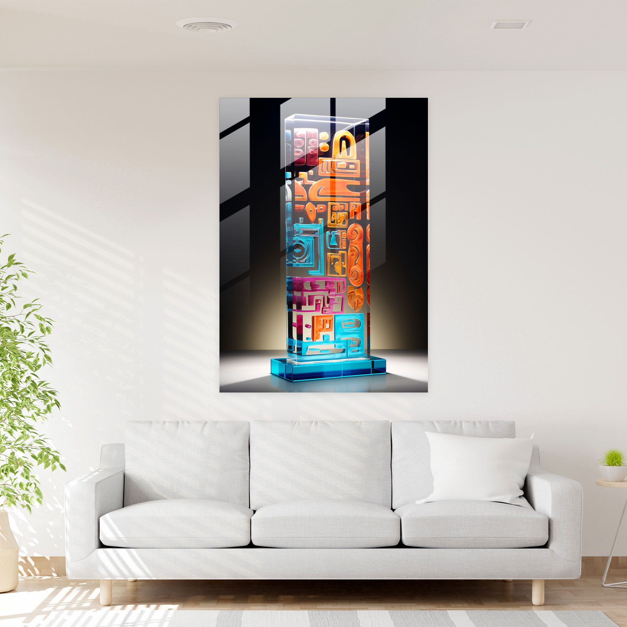 Harmony Of The Inca Glass Wall Art - Mayan, Fusion Of Past And Present, Contemporary, Wall Decoration