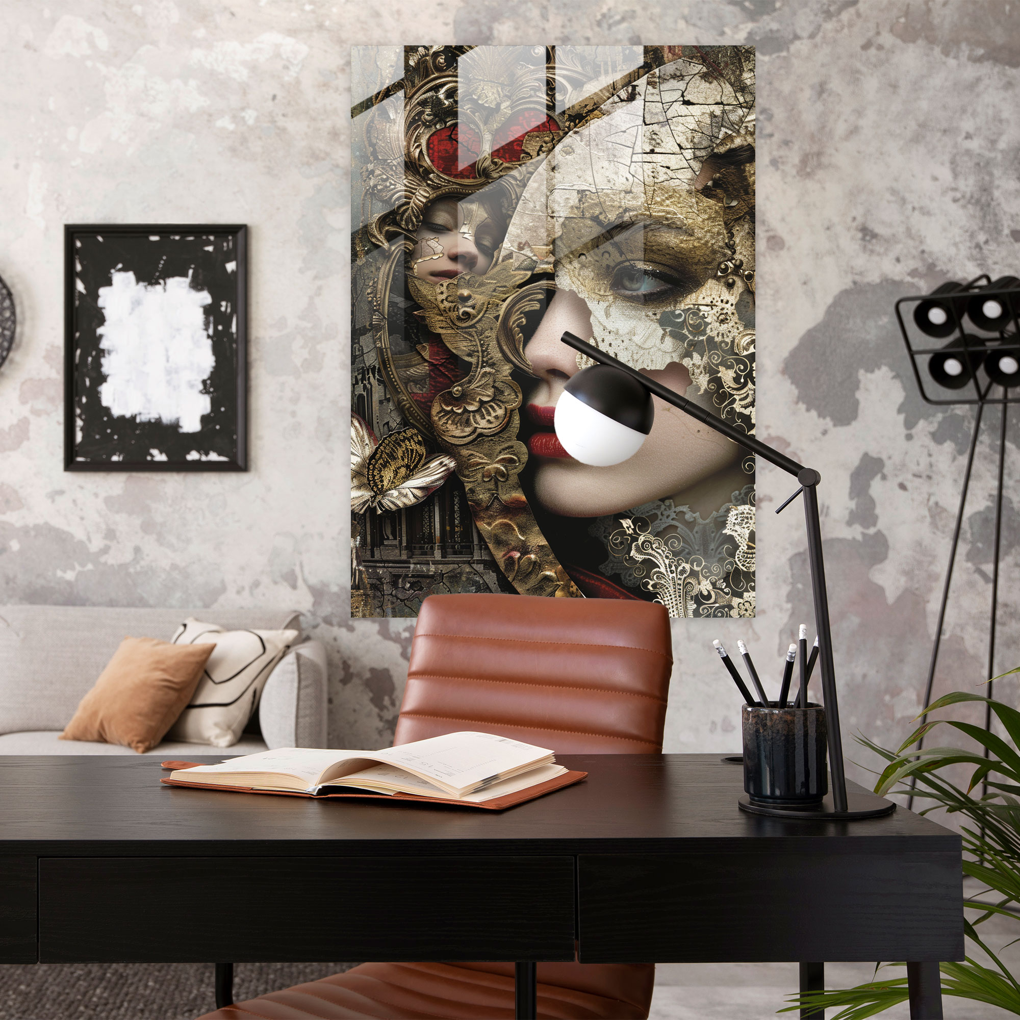 Mannerism Glasbild - Surreale Komposition - Heimdekoration moderne Kunst