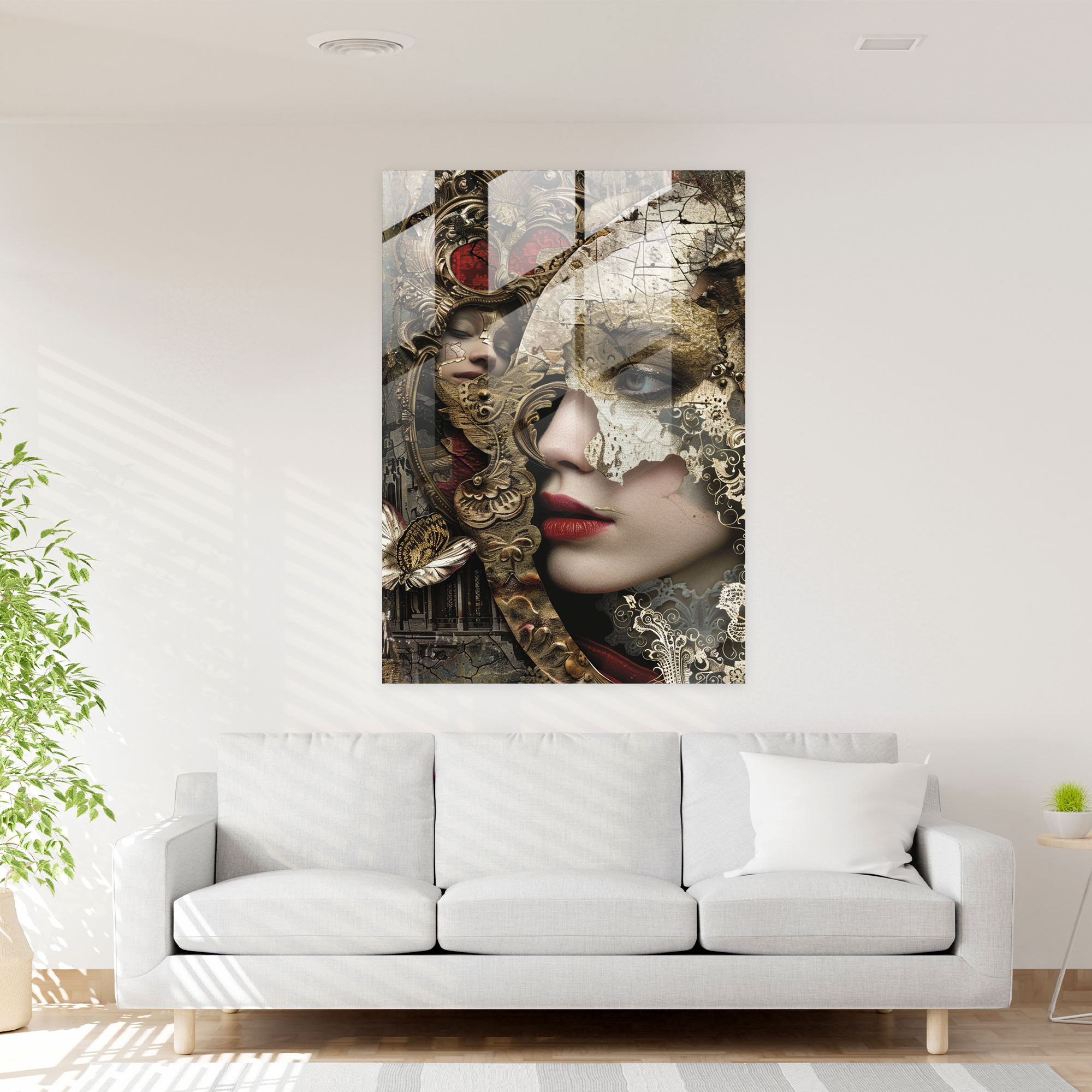 Mannerism Glasbild - Surreale Komposition - Heimdekoration moderne Kunst