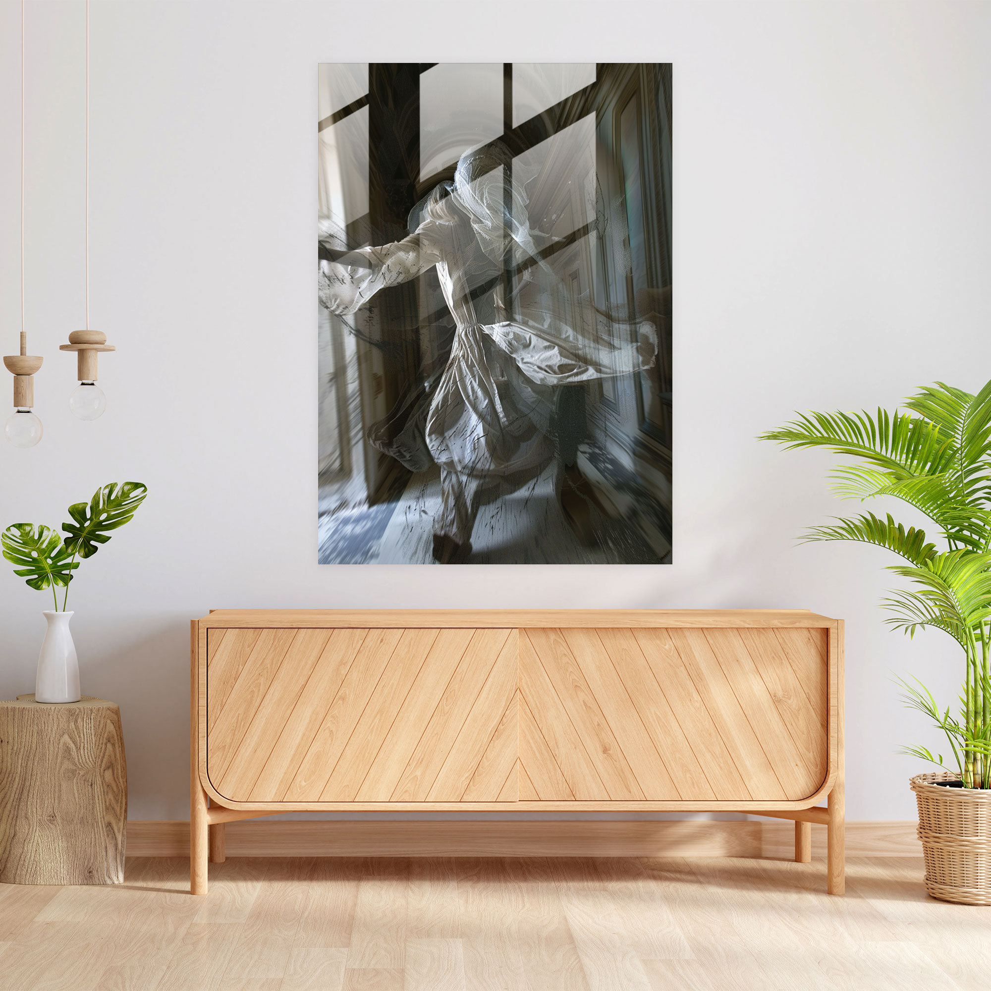 Glasbild: Geheimnisvolle Faszination - Mannerismus Wohnaccessoire Wanddekoration verdrehte Posen