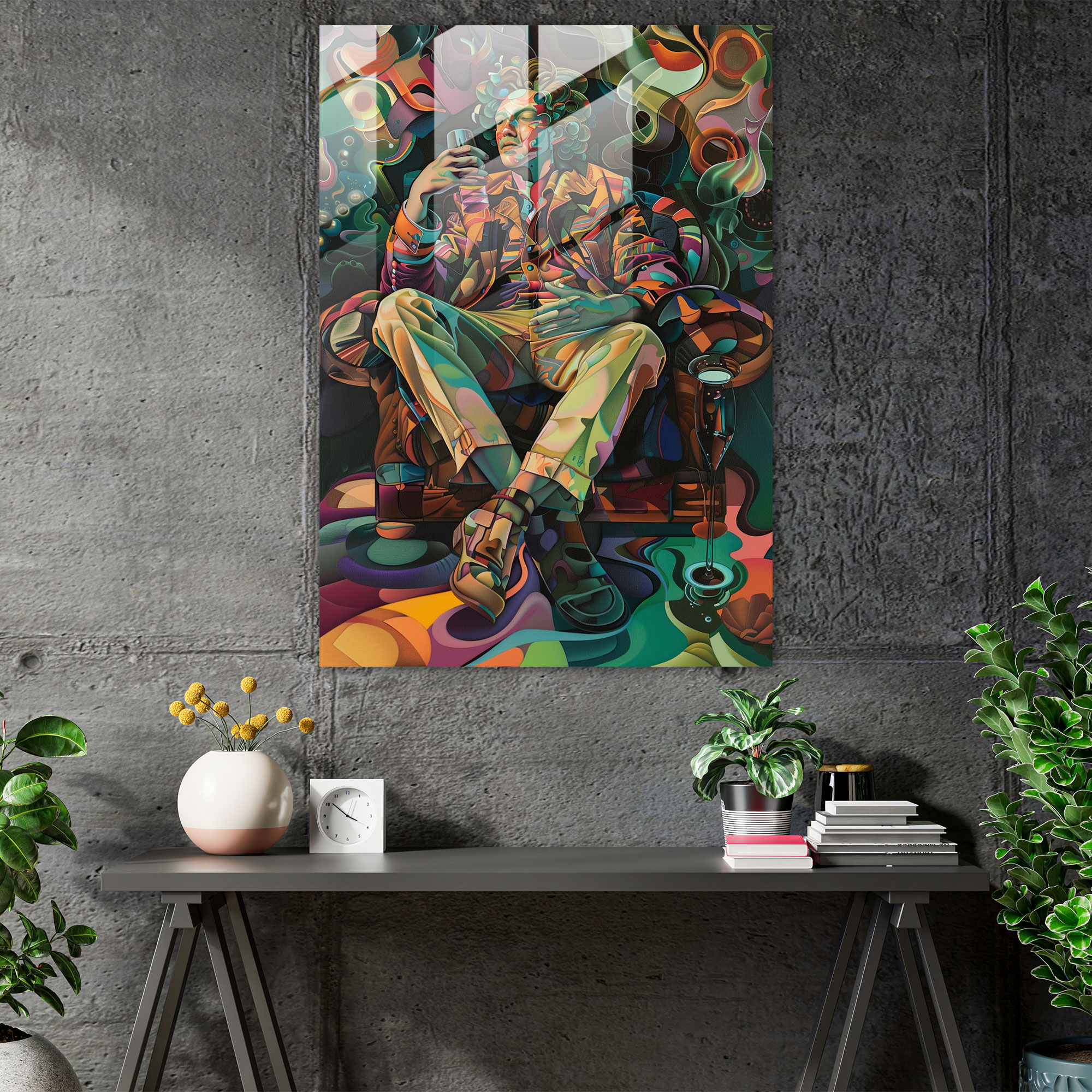Renkli ve Zengin Dokularla Bezeli Cam Tablo - Mannerizm Ev Dekorasyonu Cam Sanatı Modern Sanat