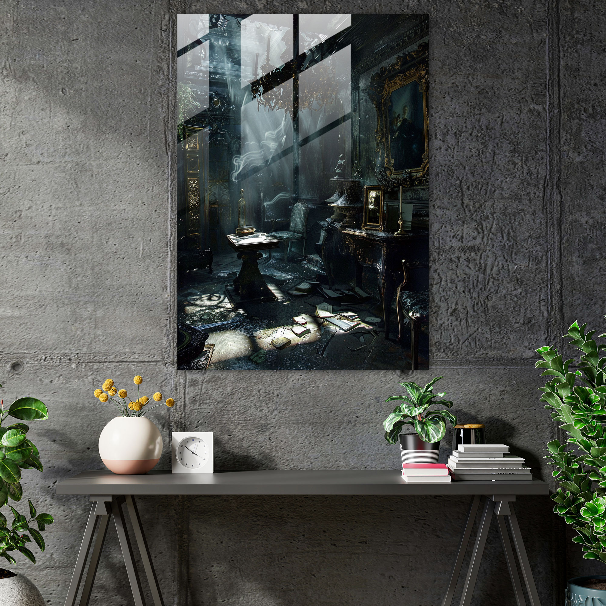 Dramatik Aydınlatmalı Maneirizm Cam Tablo - Maneirizm Cam Tablo Cam Duvar Sanatı Modern Sanat