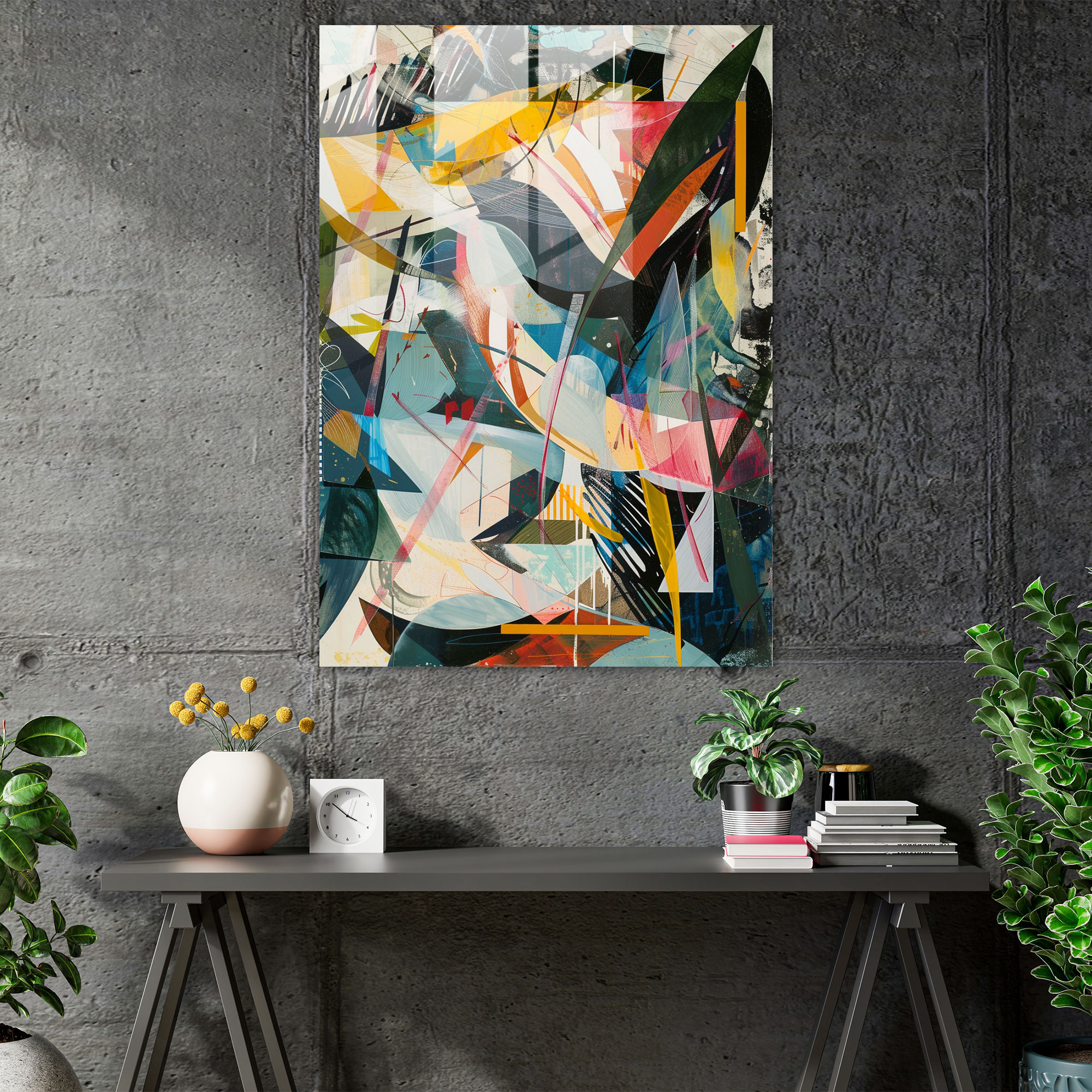 Rüya Gibi Şekiller Cam Tablo - Maneirizm Modern Sanat Duvar Dekorasyonu
