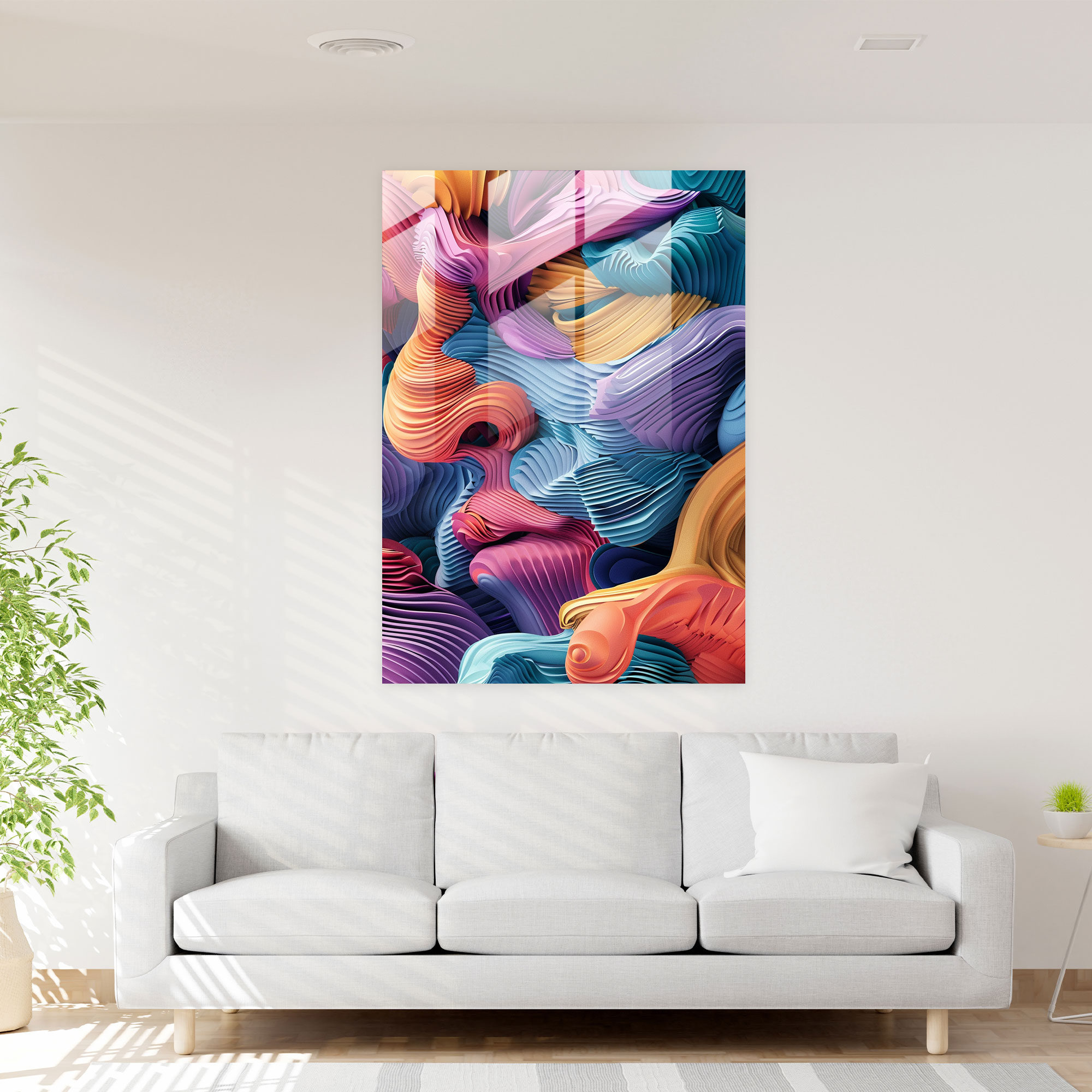 Canlı Dönüşler Cam Tablo - Manezar Cam Tablo Modern Sanat Cam Duvar Sanatı