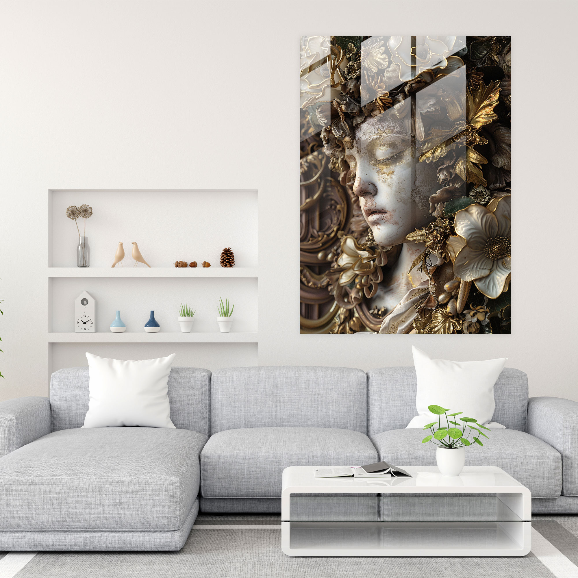 Detaylı Desenli Cam Tablo - Maniyerizm Cam Sanatı Modern Sanat Ev Dekorasyonu