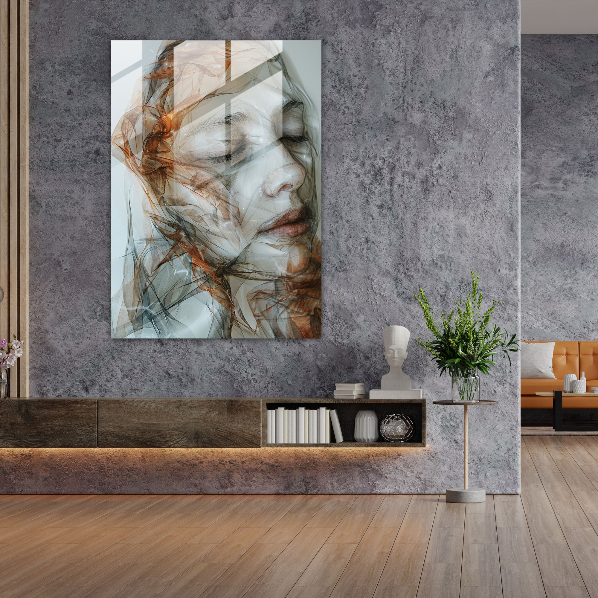 Mannerism Cam Tablo Sanatı - İfade Dolu Yüzler - Ev Dekorasyonu Modern Sanat