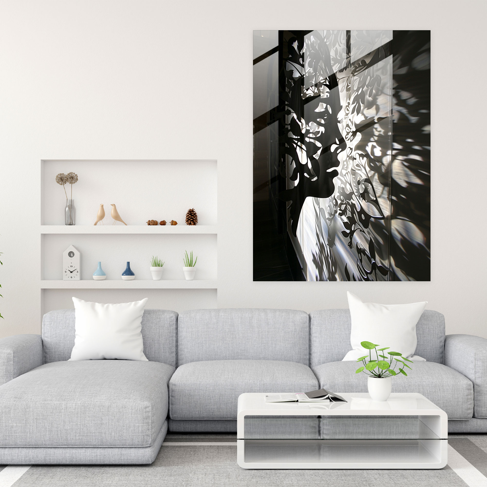 Oyuncu Işık ve Gölge ile Süslenmiş Mannerism Duvar Dekorasyonu - Modern Sanat Cam Tablo Duvar Dekorasyonu