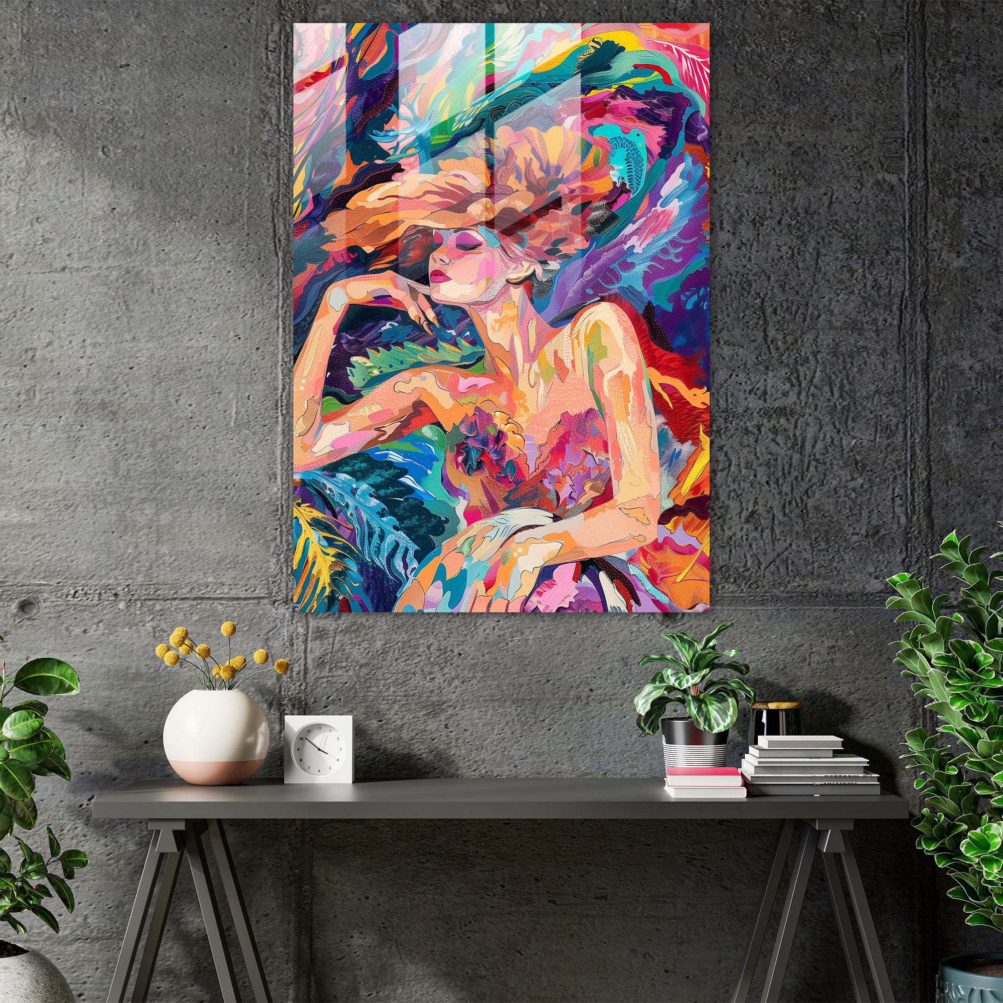 Glasbild Wanddekoration im Manierismus-Stil - Moderne Kunst Wohnaccessoire Glas-Kunst