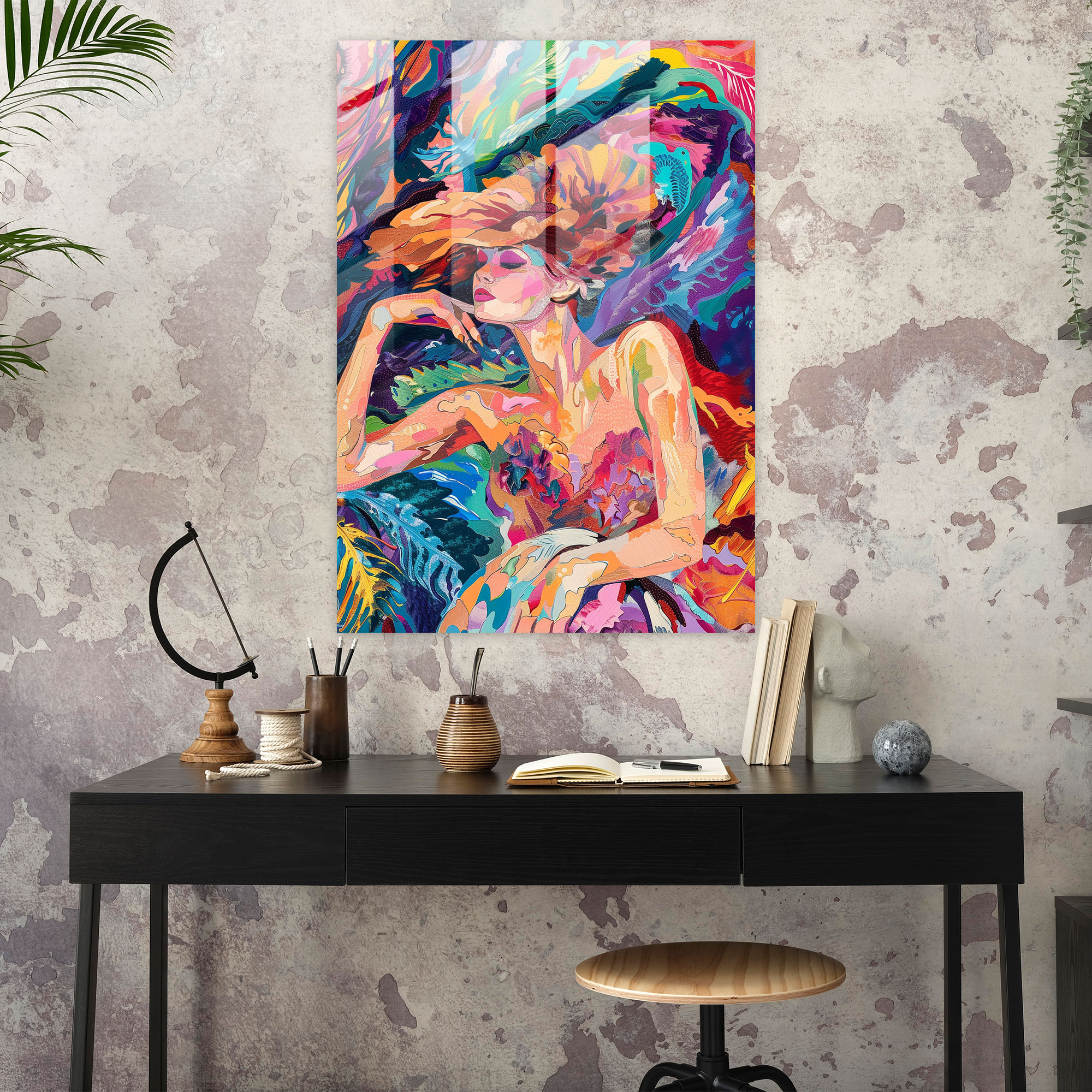 Glasbild Wanddekoration im Manierismus-Stil - Moderne Kunst Wohnaccessoire Glas-Kunst