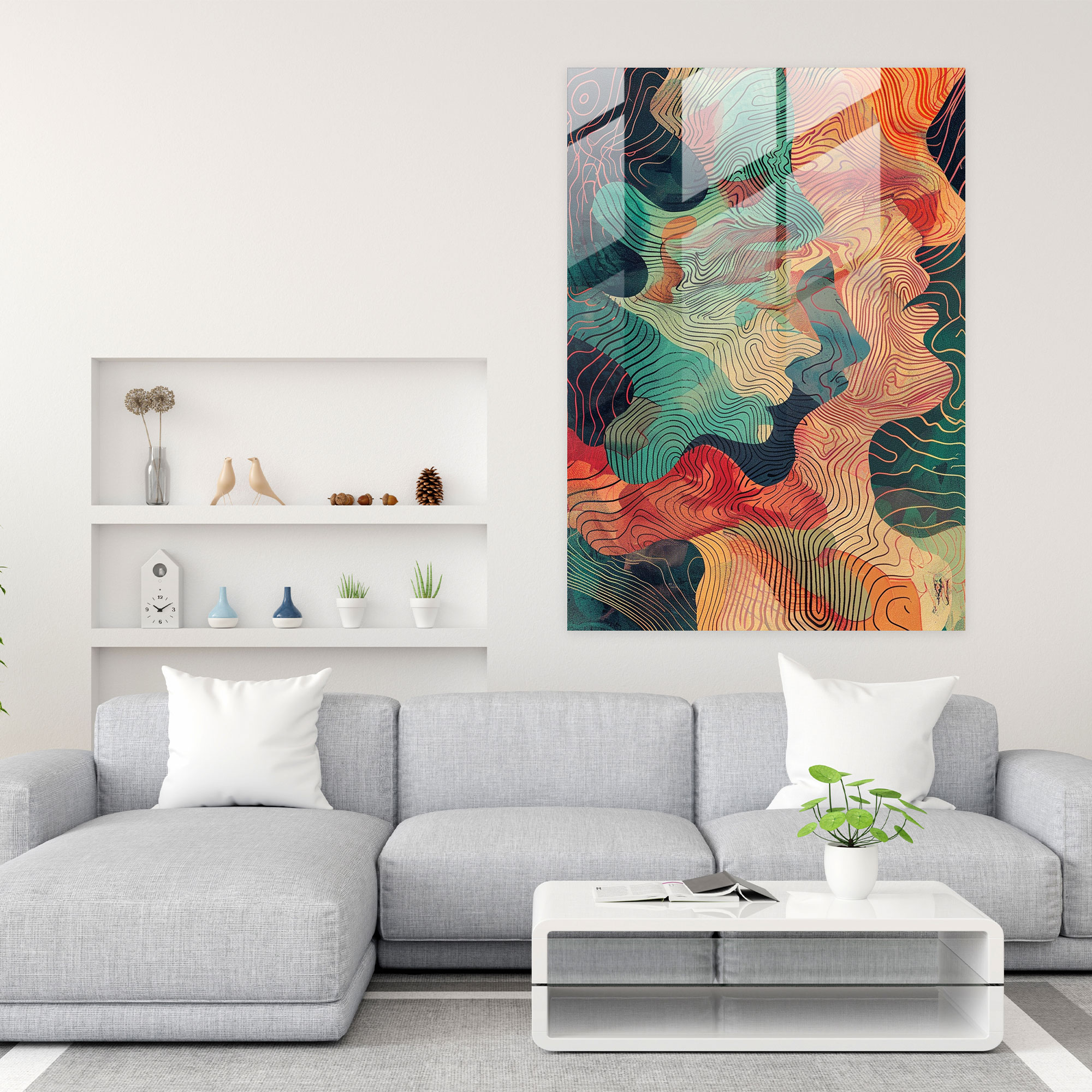 Mannerizm İlhamlı Cam Tablo - Modern Sanat Ev Dekorasyonu Cam Sanatı