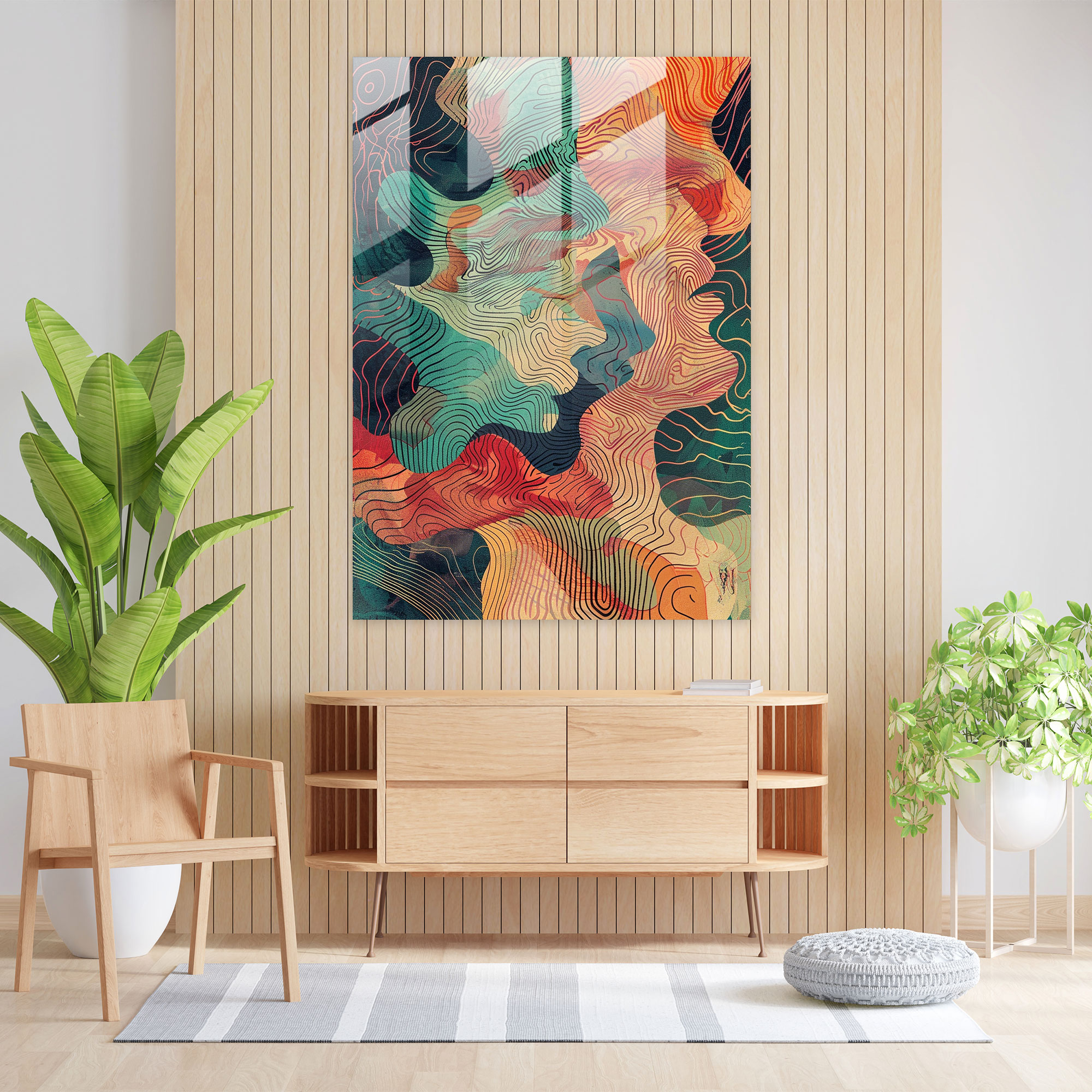 Mannerizm İlhamlı Cam Tablo - Modern Sanat Ev Dekorasyonu Cam Sanatı