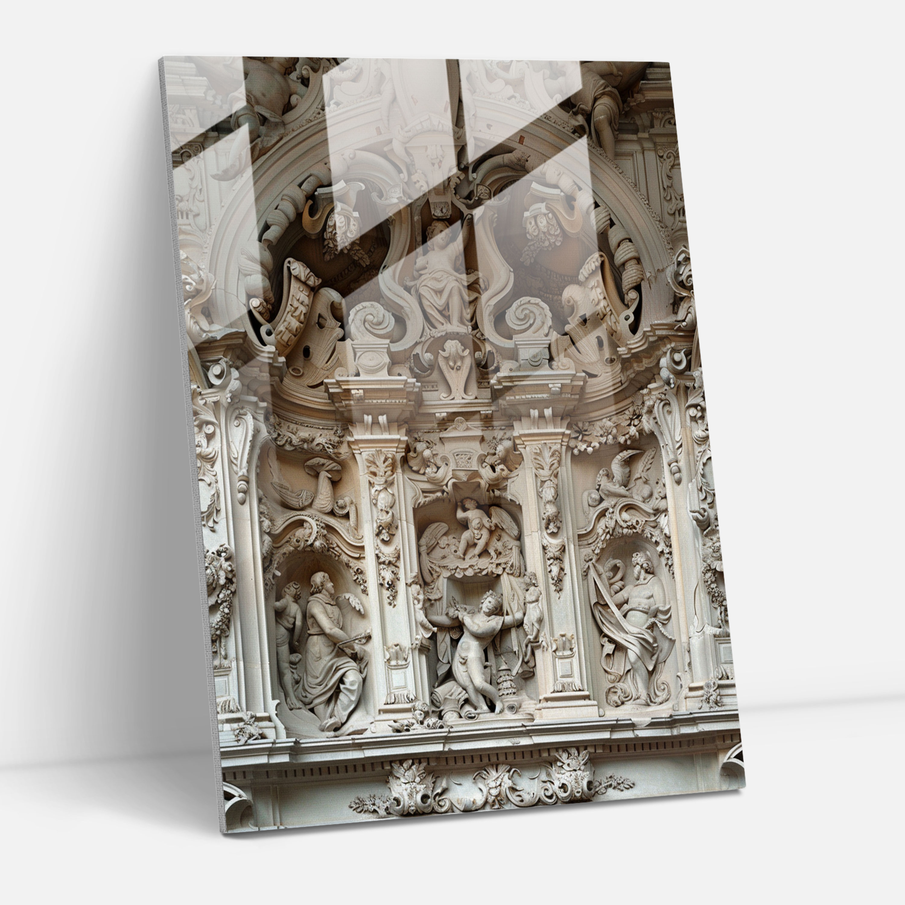 Wanddekoration im Manierismus-Stil - Verzierte Renaissance-Architektur - Glasbild Wohn-Dekoration Renaissance-Architektur
