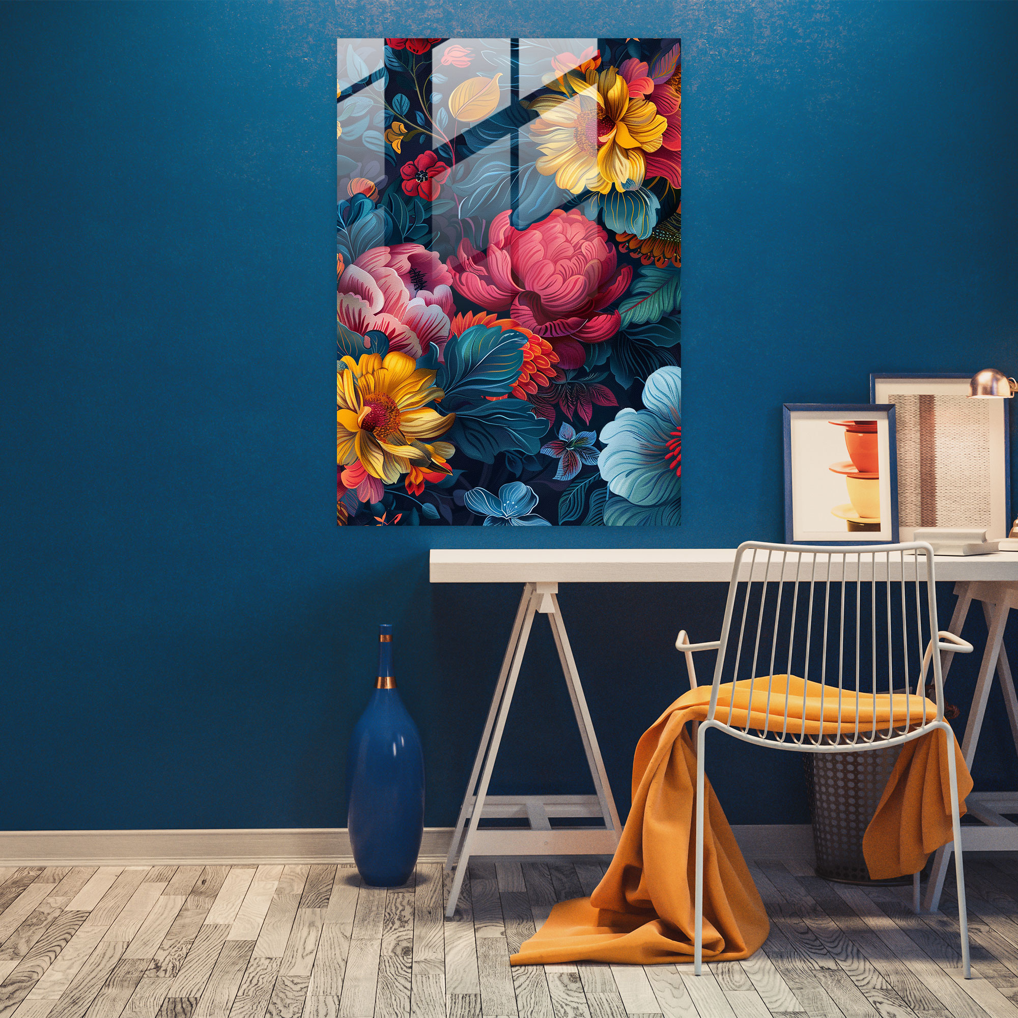 Mannerism Modern Sanat - Detaylı Çiçek Deseni - Ev Dekorasyonu Kanvas Tablo
