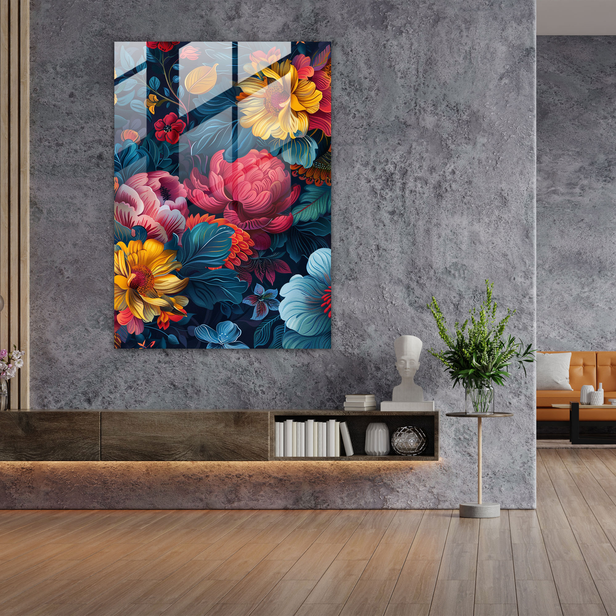 Mannerism Modern Sanat - Detaylı Çiçek Deseni - Ev Dekorasyonu Kanvas Tablo