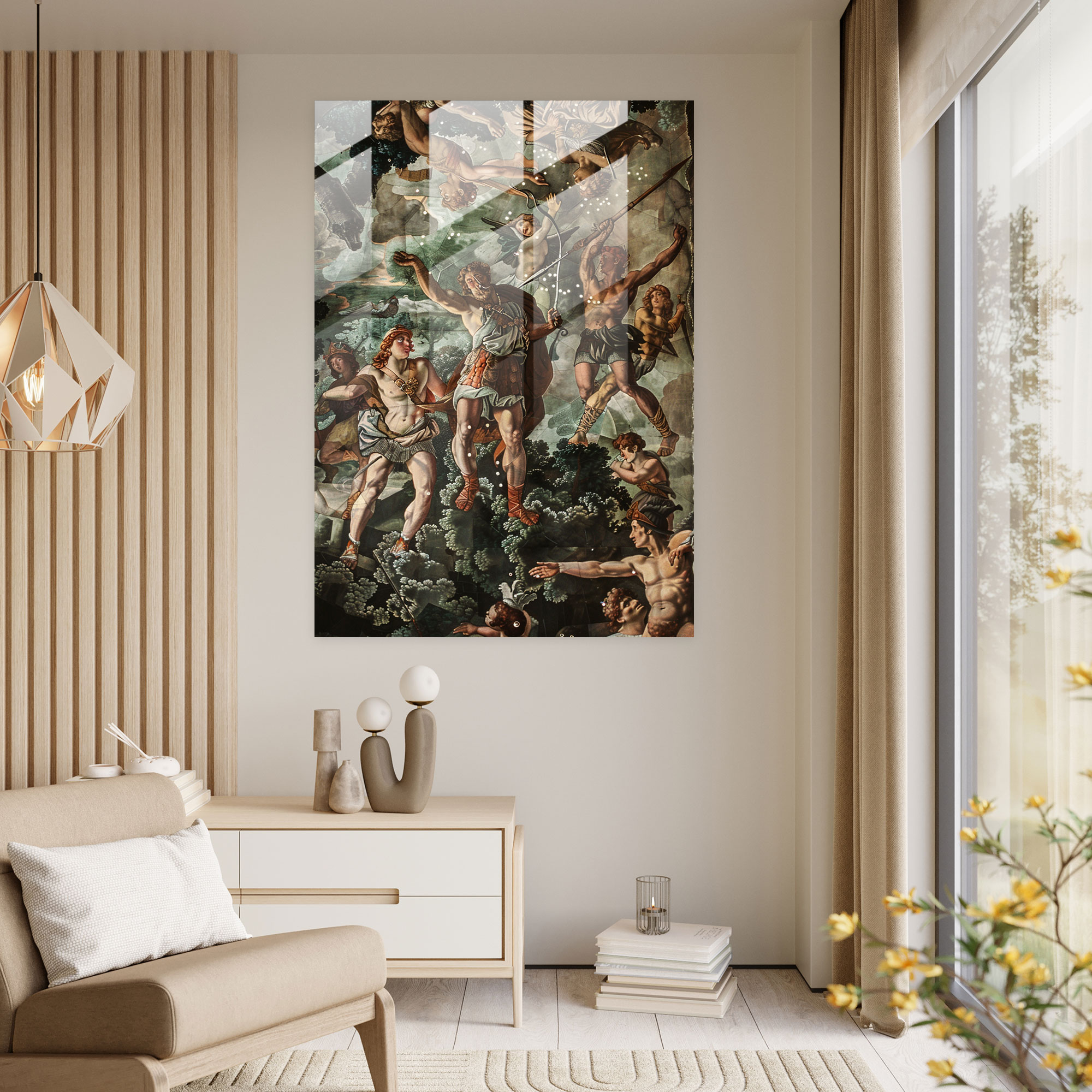 Mannerism Cam Tablo - Dramatik Mitolojik Sahne - Dekoratif Duvar Süsü Modern Sanat