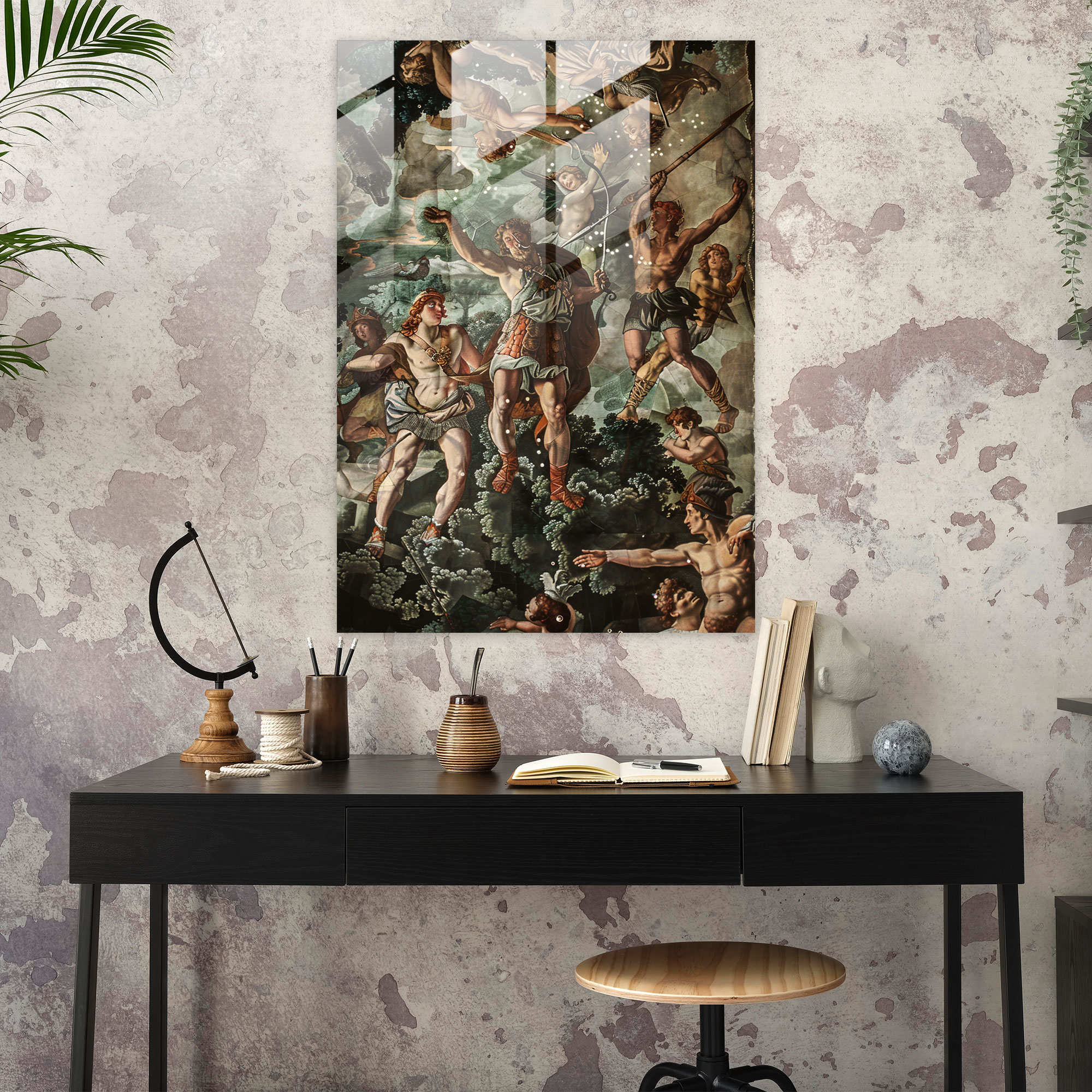 Mannerism Cam Tablo - Dramatik Mitolojik Sahne - Dekoratif Duvar Süsü Modern Sanat
