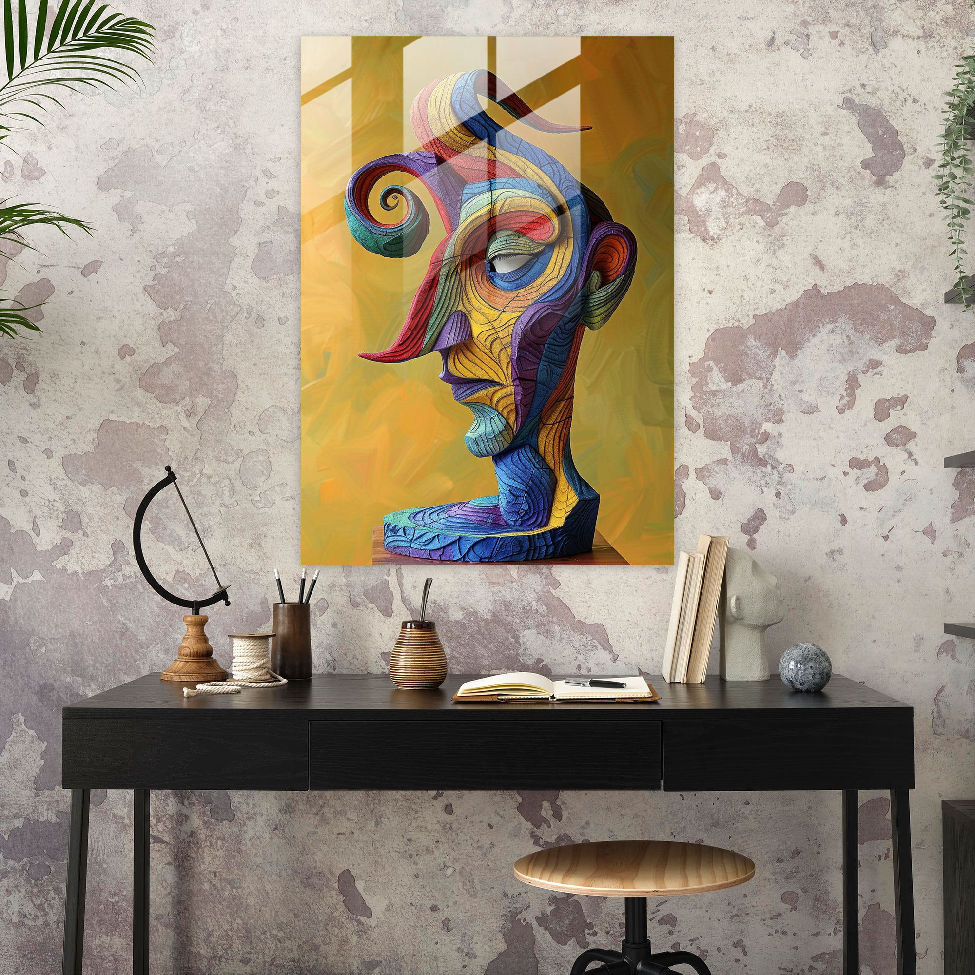 Mannerism Modern Sanat - Canlı Renkler ve Kıvrımlı Formlar - Ev Dekorasyonu Cam Tablo Modern Sanat