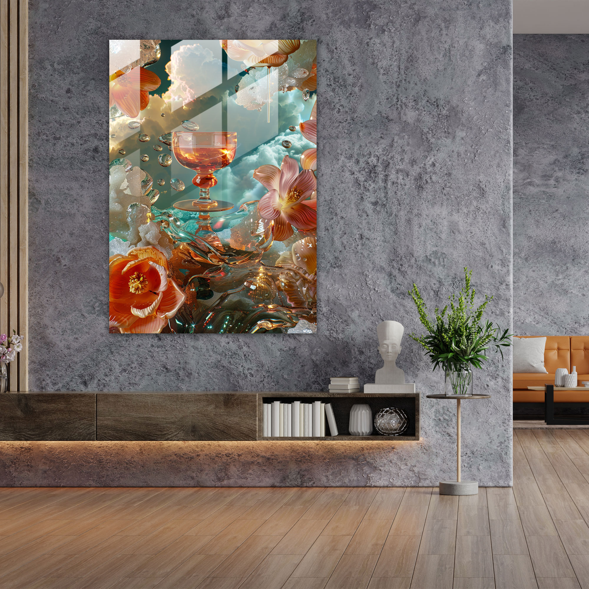 Mannerism Cam Sanatı - Gerçeküstü Manzaralar - Modern Sanat Cam Tablo