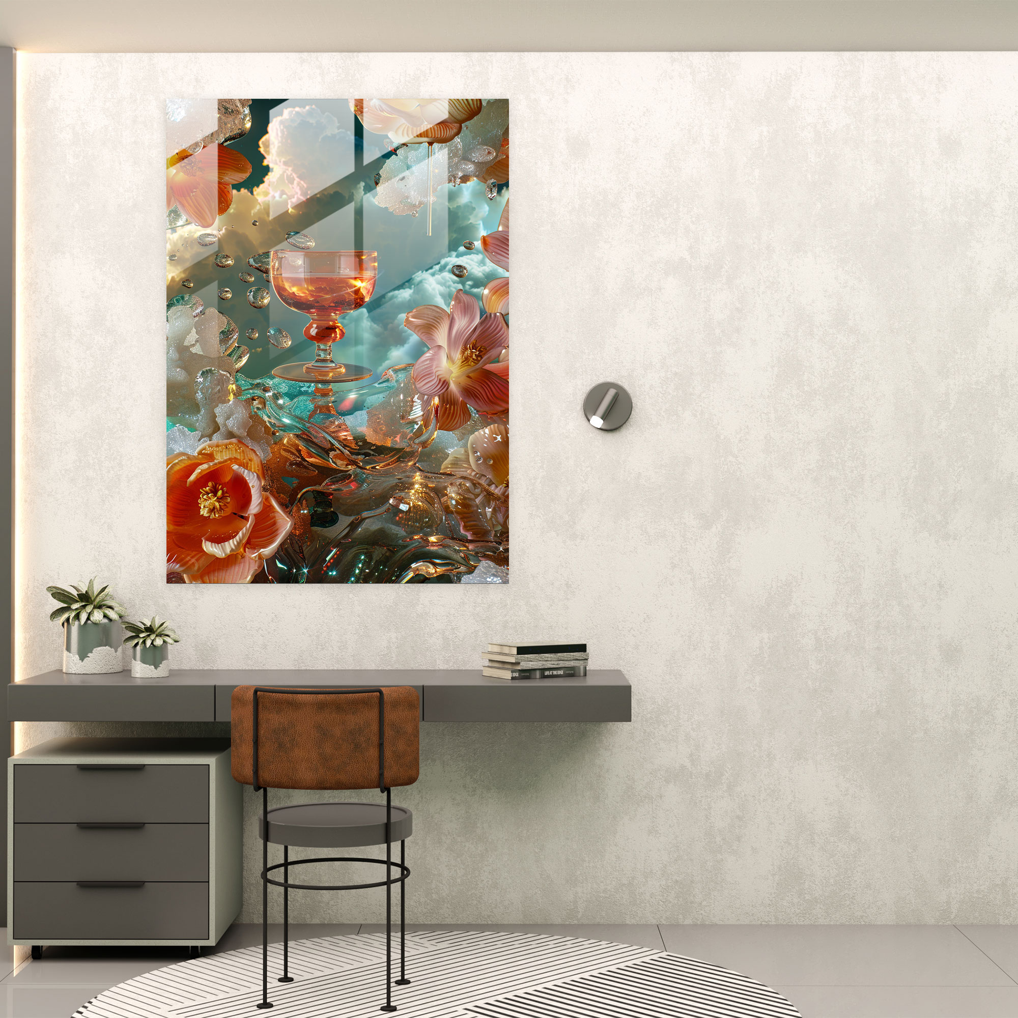Mannerism Cam Sanatı - Gerçeküstü Manzaralar - Modern Sanat Cam Tablo