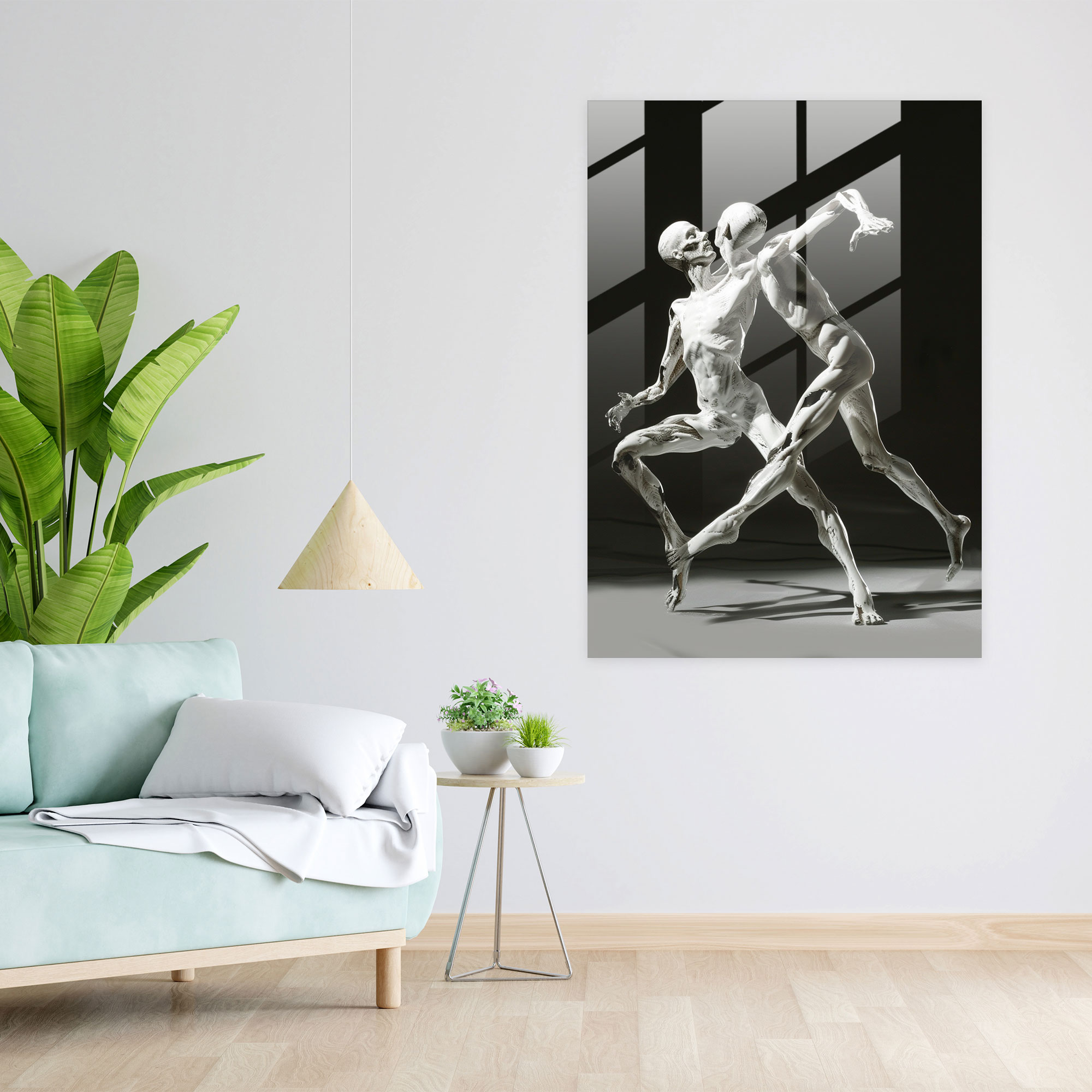 Mannerism Glasbild - Verlängerte Figuren in übertriebenen Posen - Wanddekoration Mannerismus
